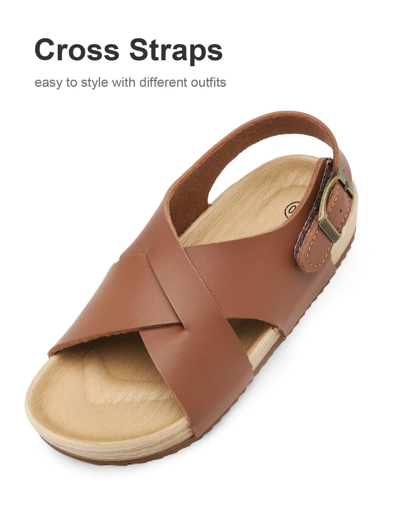 Cubufly Kids Sandals - Adjustable Cross Strap Open Toe Sandals for Boys & Girls | Summer Beach, Pool, Playground Shoes | Toddler to Big Kid Sizes (1-7 Years) | Indoor & Outdoor Comfortable Footwear