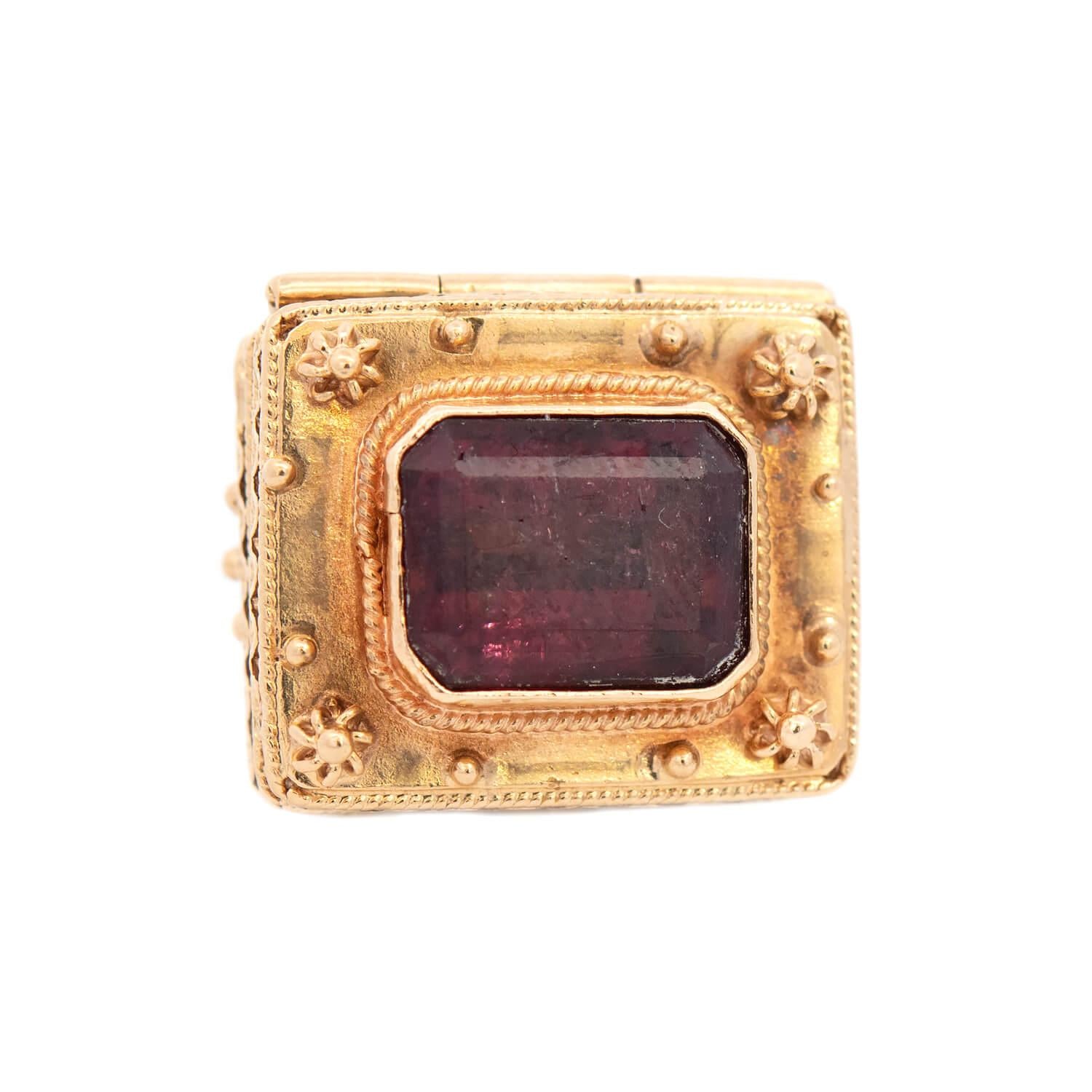 18k Italian Estate Tourmaline Hidden Locket Fob - Vintage Jewelry for Special Occasions & Heirloom Gifting