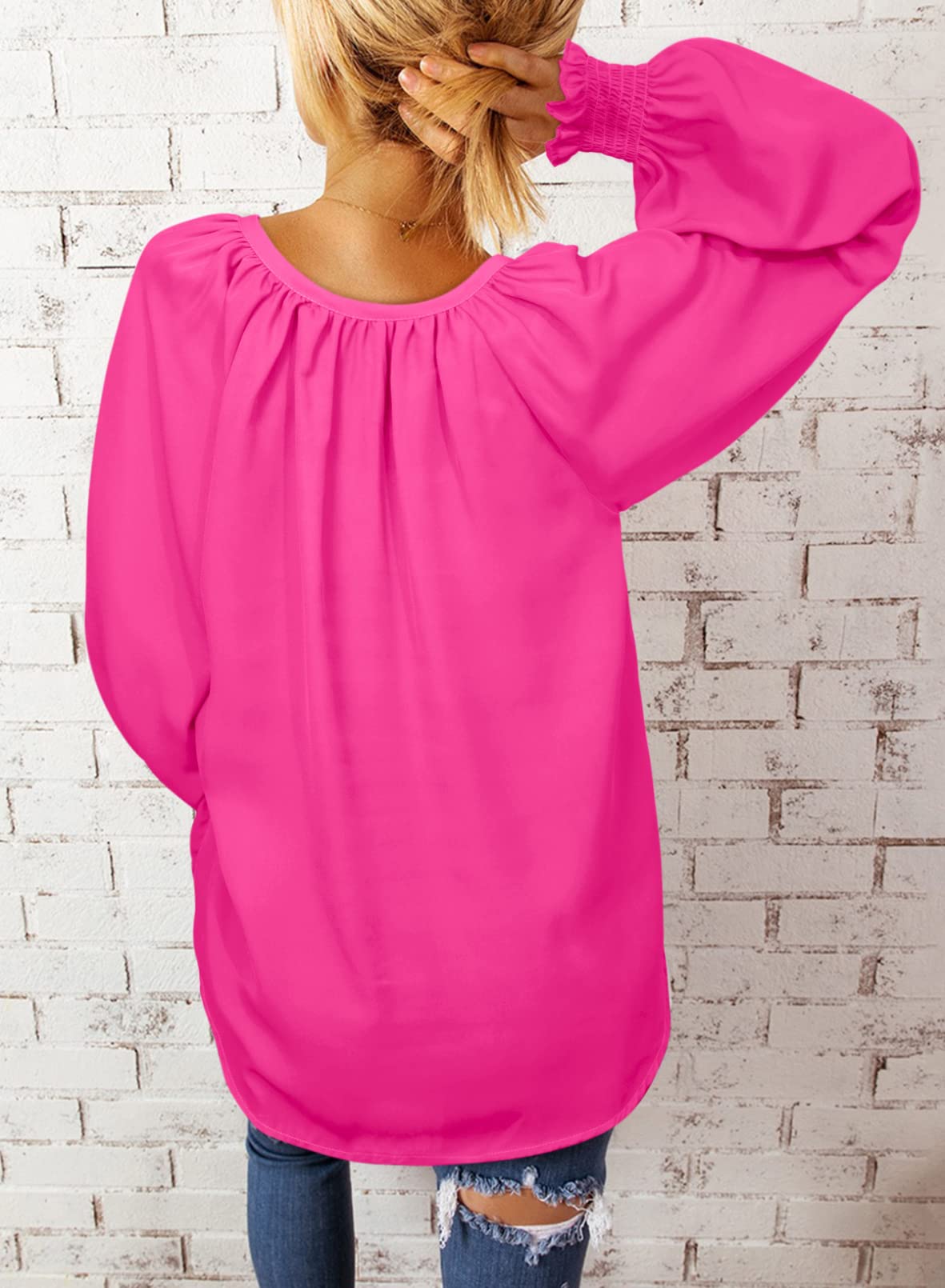 Dokotoo Women's Long Sleeve Blouse V-Neck Business Casual Tops - Spring Summer Office Wear & Outfits 2025 | Perfect for Work, Dates & Professional Occasions