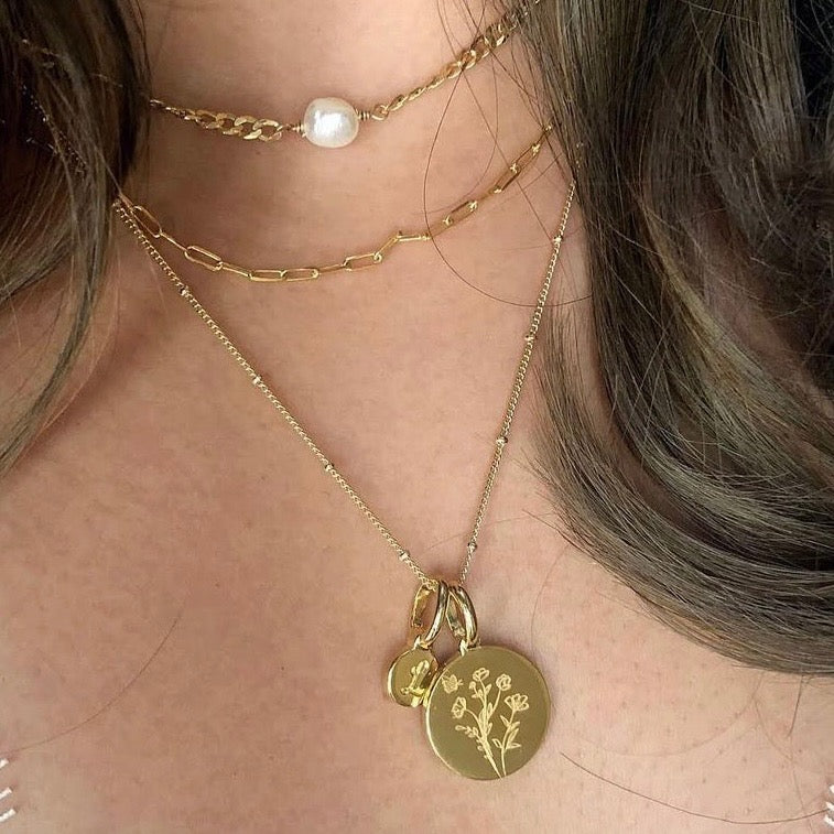 Personalized Wildflower Necklace with Initial Charm - Perfect for Birthdays, Anniversaries & Everyday Elegance