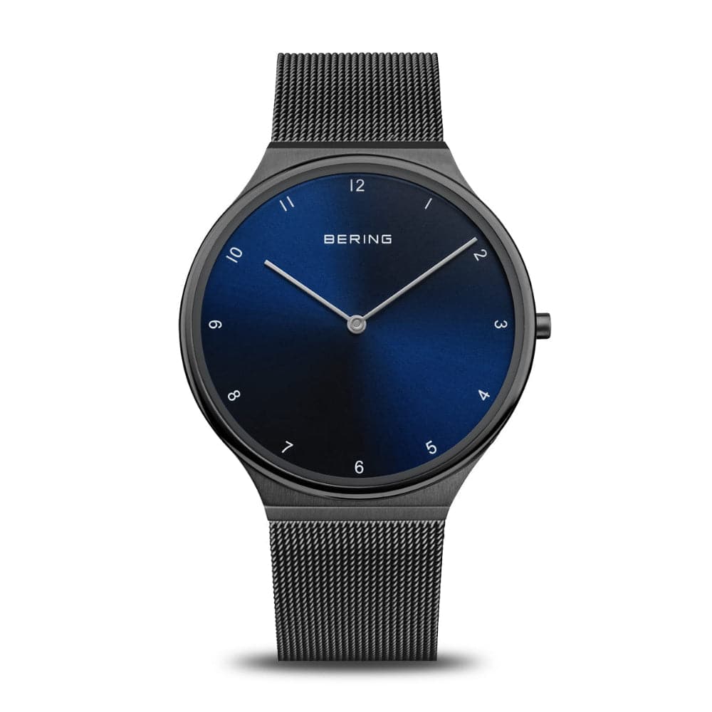 Bering Ultra Slim Women's Watch with Blue Dial & Black Milanese Strap 18440-227 - Elegant Dress Watch for Business, Office & Formal Occasions