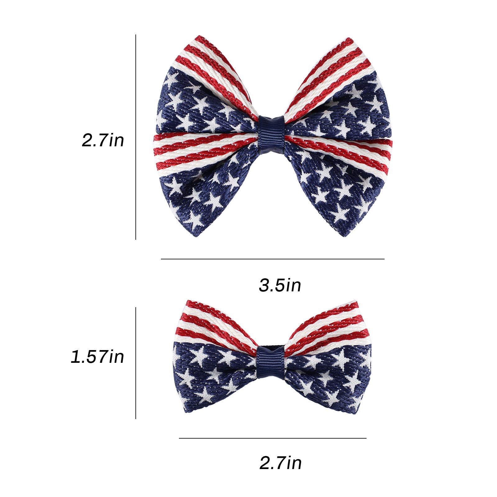 4 Pcs Girls American Flag Hair Bow Clips - Patriotic Red White Blue Stars & Stripes Alligator Hair Pins for July 4th, Independence Day, Memorial Day - Perfect for Outfit Decor, Party Accessories & Gifts
