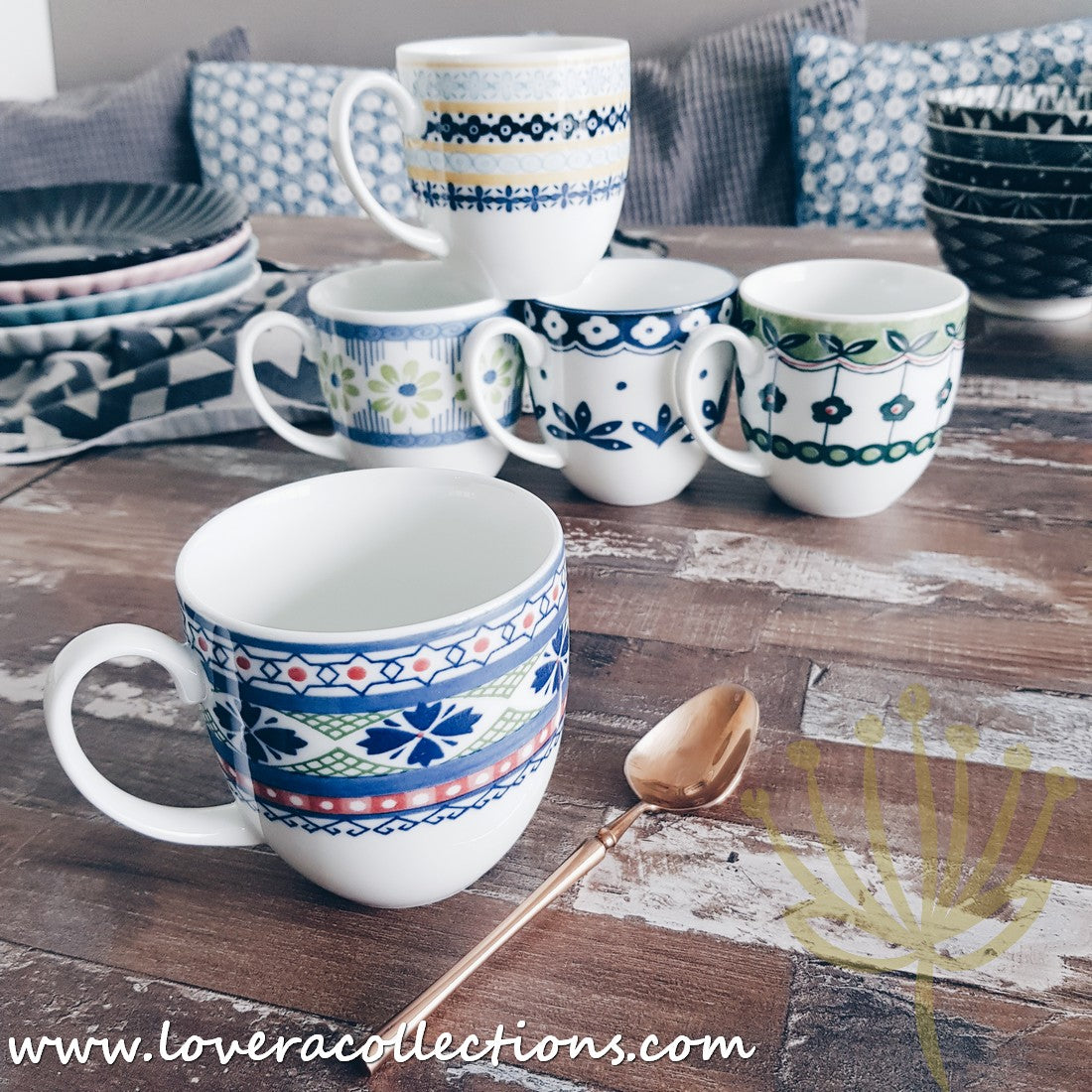Awasaka Japan Blue Four Leaves Tea & Dinnerware Set - Premium Japanese Ceramic Tableware for Tea & Dining - Perfect for Home, Restaurants & Gifts