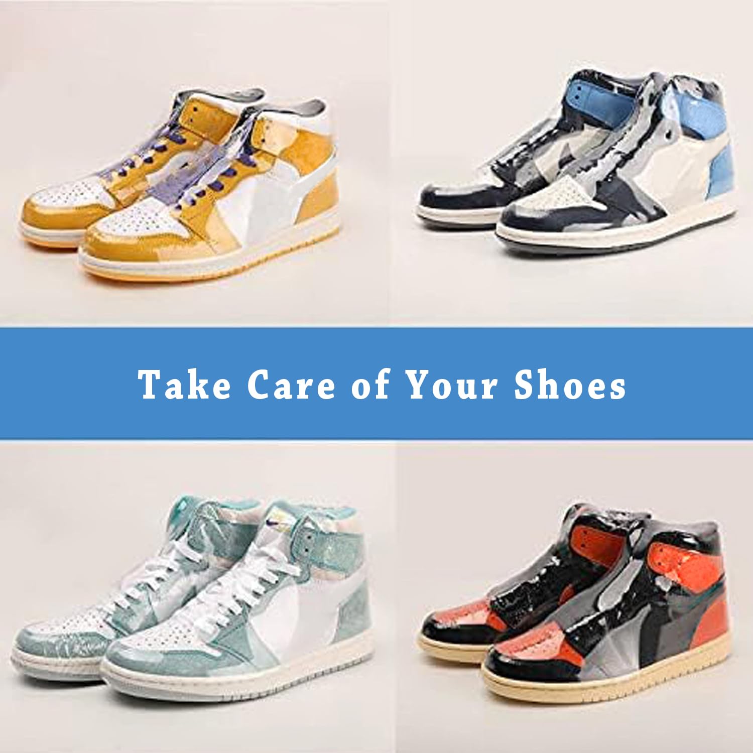50 Pcs Shoe Shrink Wrap Bags - Large Sneaker Protector (10x17.7 inches) for Men & Women - Prevent Yellowing & Dust - Perfect for Storage, Travel & Sneaker Collection Protection