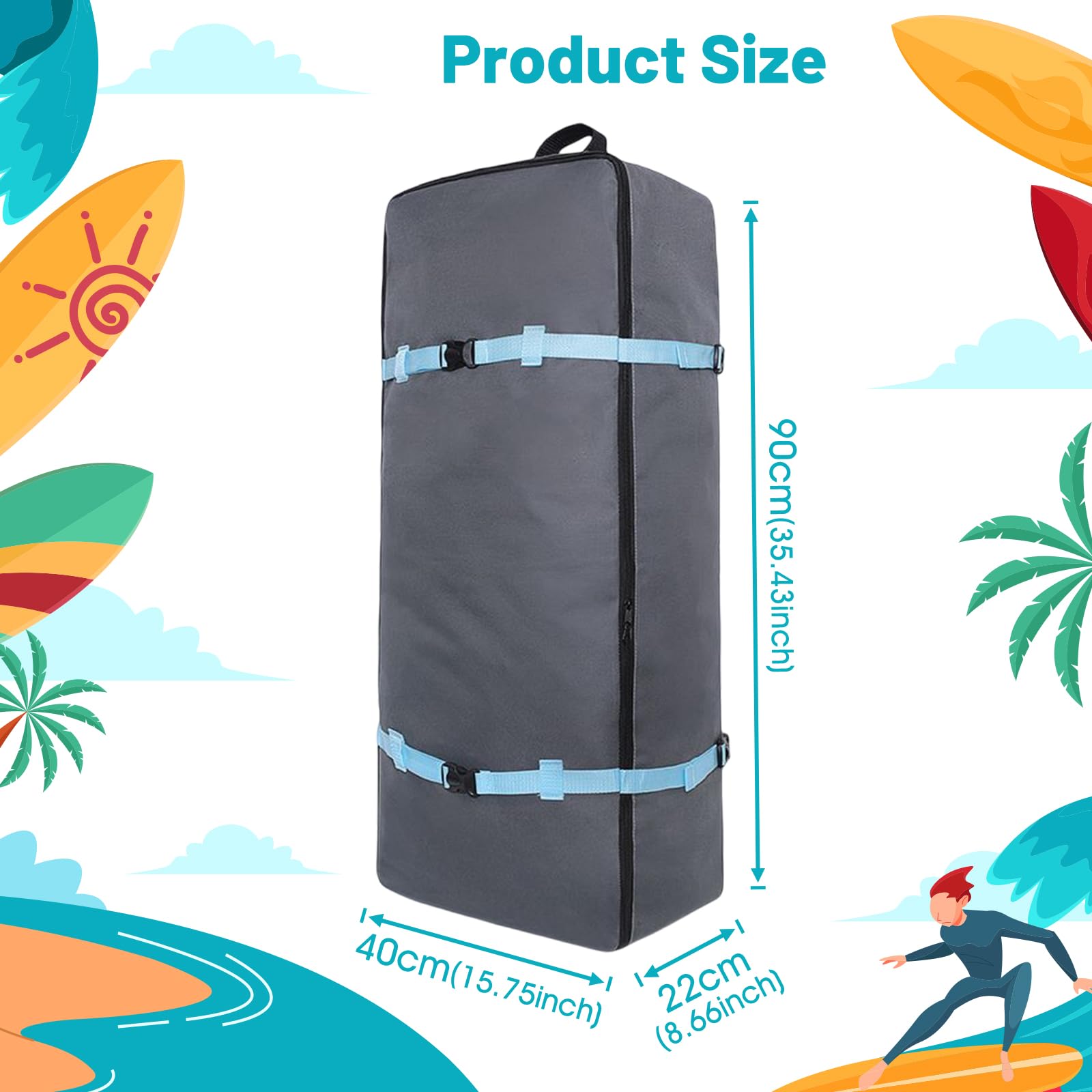 **90L Inflatable Paddle Board Backpack - Waterproof SUP Travel Storage Bag with Mesh Shoulder Strap for Stand Up Paddle Board Accessories - Perfect for Surfing, Kayaking & Outdoor Water Sports**