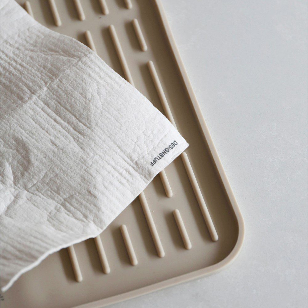 DESIGNSTUFF Compostable Eco-Friendly Dishcloths - Biodegradable Kitchen Towels (Pack of 3, White) | Sustainable Cleaning for Dishes, Countertops & Household Chores