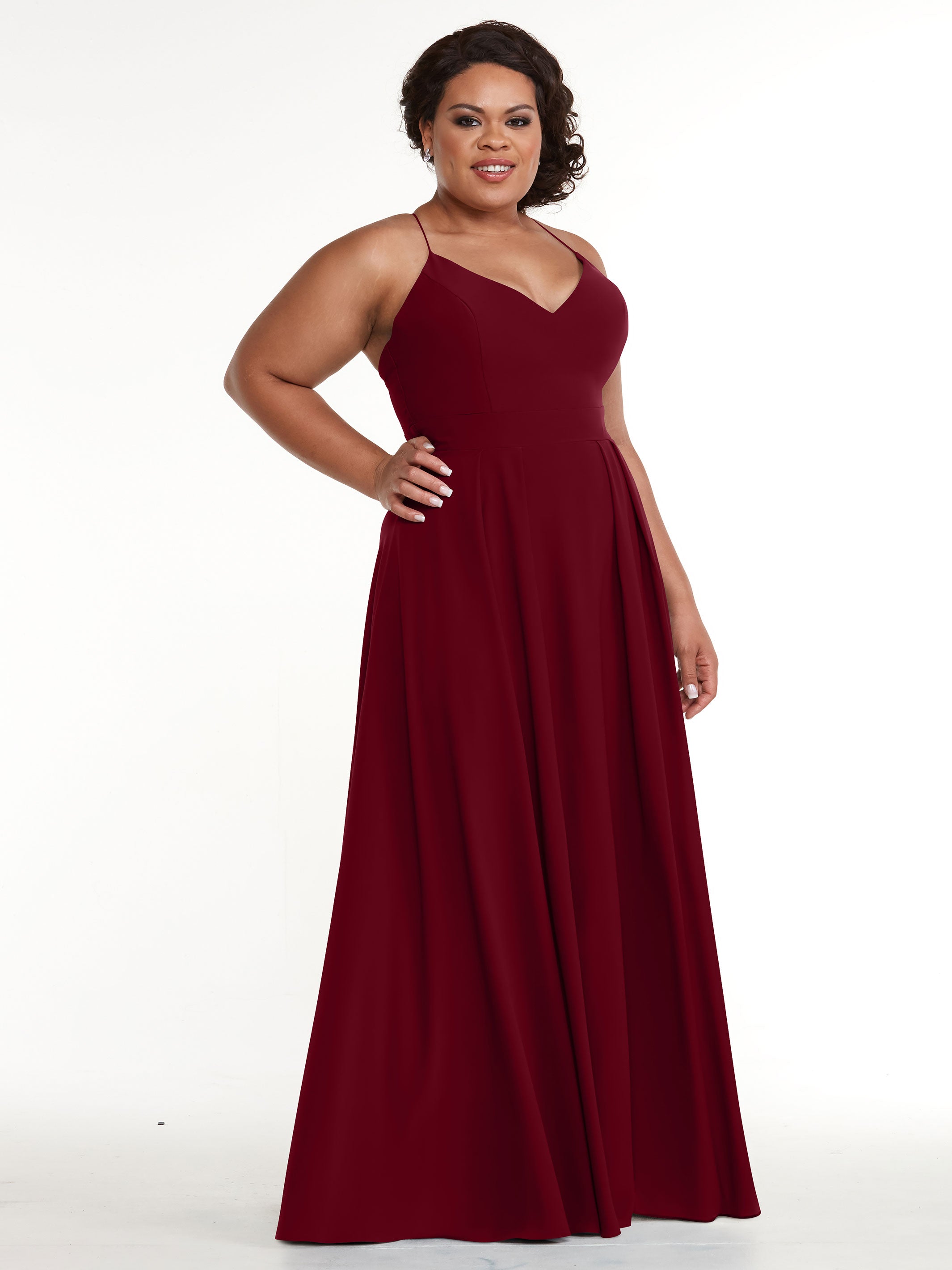 Elegant 83027 Stretch Chiffon A-Line Bridesmaid Dress with Pleats - Perfect for Weddings, Formal Events & Evening Parties