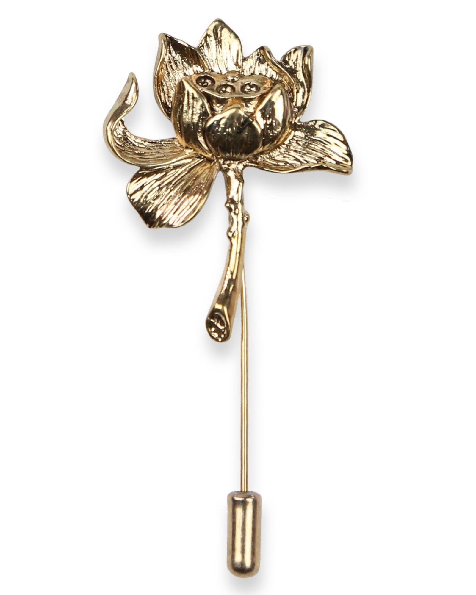 Exotic Flower Lapel Pin for Women - Elegant Gold Brooch for Blazers, Suits & Jackets - Perfect for Weddings, Parties & Office Wear