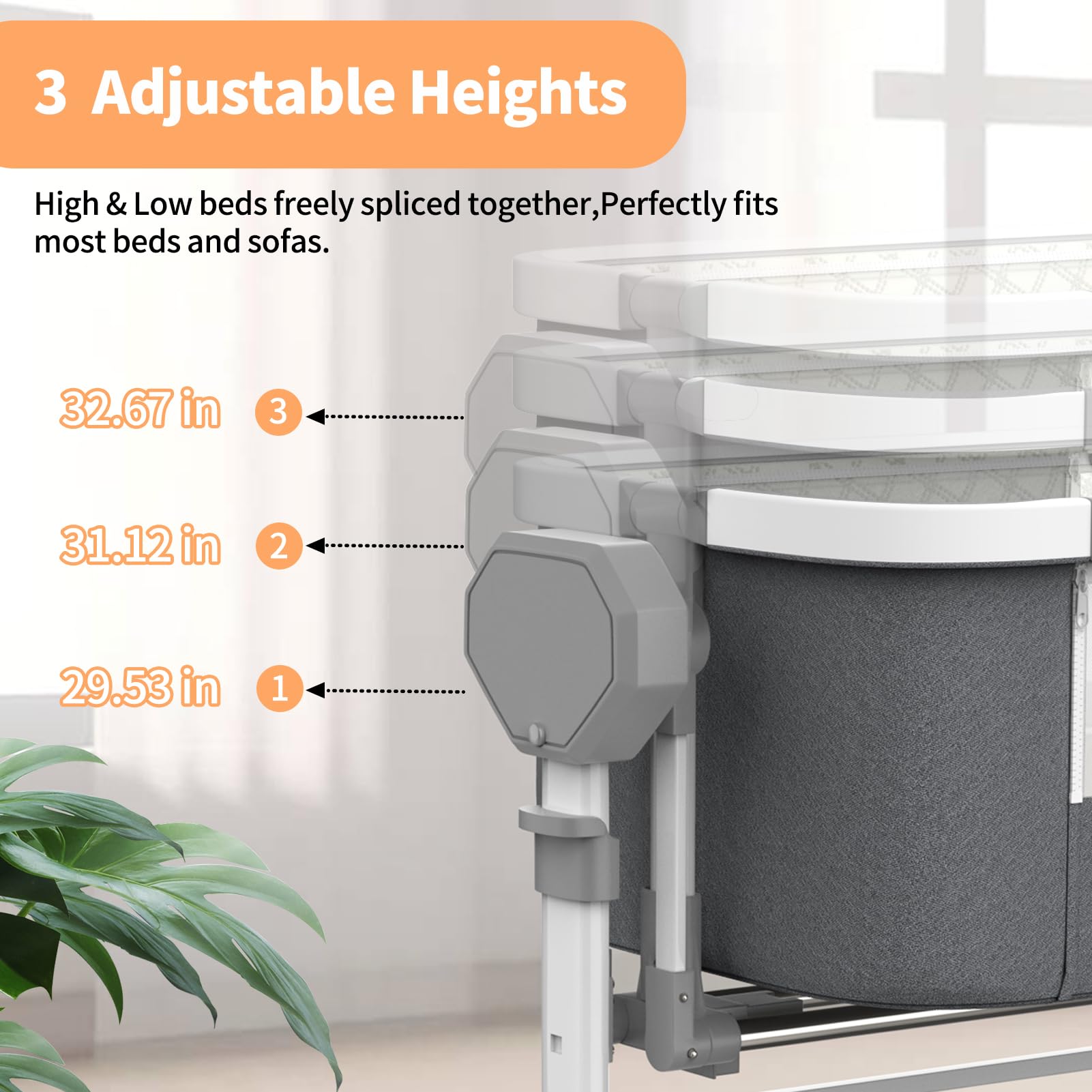 Electric Rocking Bassinet for Baby - 3 Height Adjustable Smart Baby Crib with Remote Control & 5-Speed Swing, Portable Wheels for Nursery & Bedside Use - Perfect for Newborn Sleep & Soothing