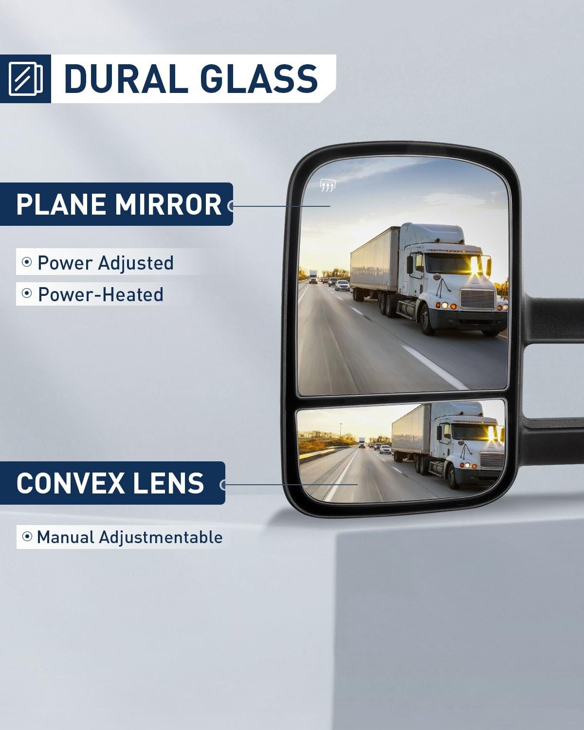 ECCPP Power Heated Towing Mirrors for 1999-2002 Chevy Silverado 1500/2500 & GMC Sierra 1500/2500 - Black Manual Folding Mirrors with Left/Right Side Control - Perfect for Towing, Camping & Off-Road Adventures