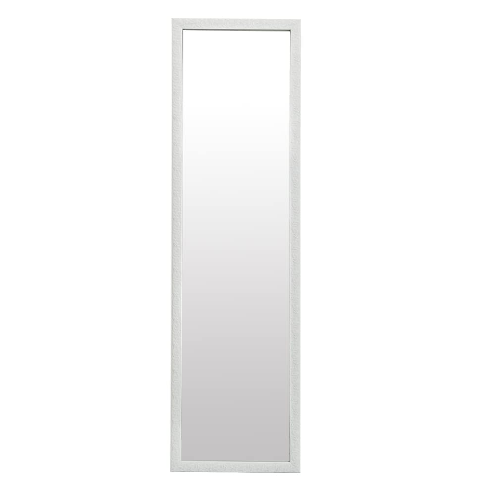 Full Length Mirror 50x14 Inches - Wall Mounted Dressing Mirror for Bedroom, Dorm, Home Decor - White - Perfect for Outfit Checks, Yoga & Selfie Backdrop