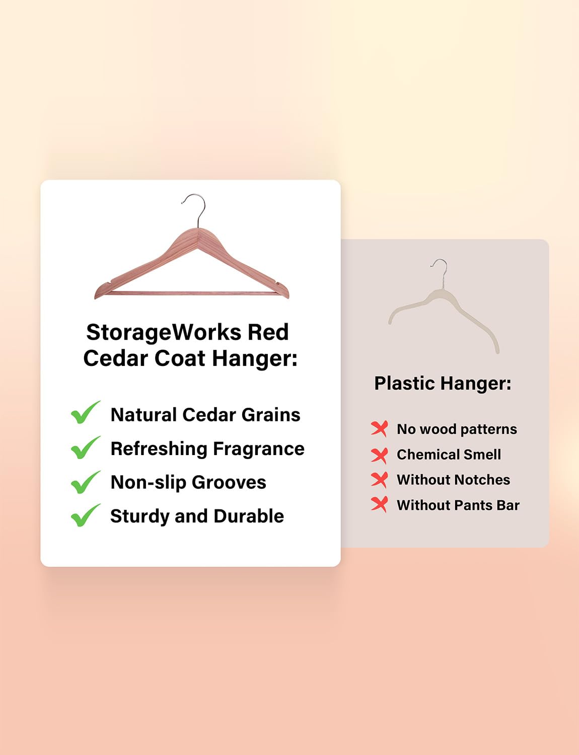 Premium Cedar Wood Clothes Hangers - 20 Pack Natural Wooden Hangers for Shirts, Jackets, Pants, Suits & Sweaters | Durable Wardrobe Organizer for Closet, Laundry Room & Travel