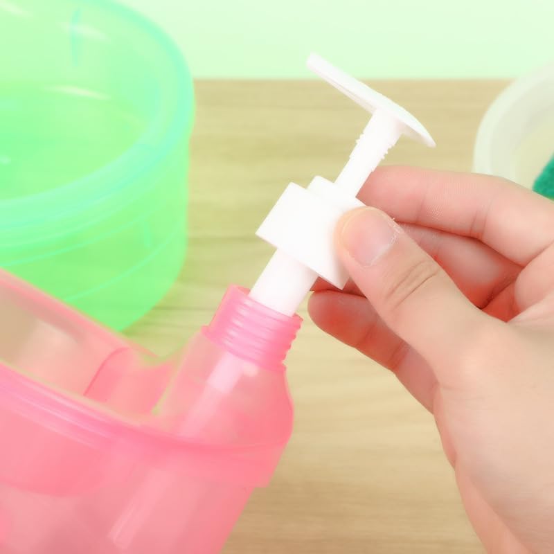 Divinezon Double Layer Soap Dispenser with Pump and Sponge Holder | 15x16x17cm | Multi-Color | Perfect for Kitchen, Bathroom, and Laundry Room Organization