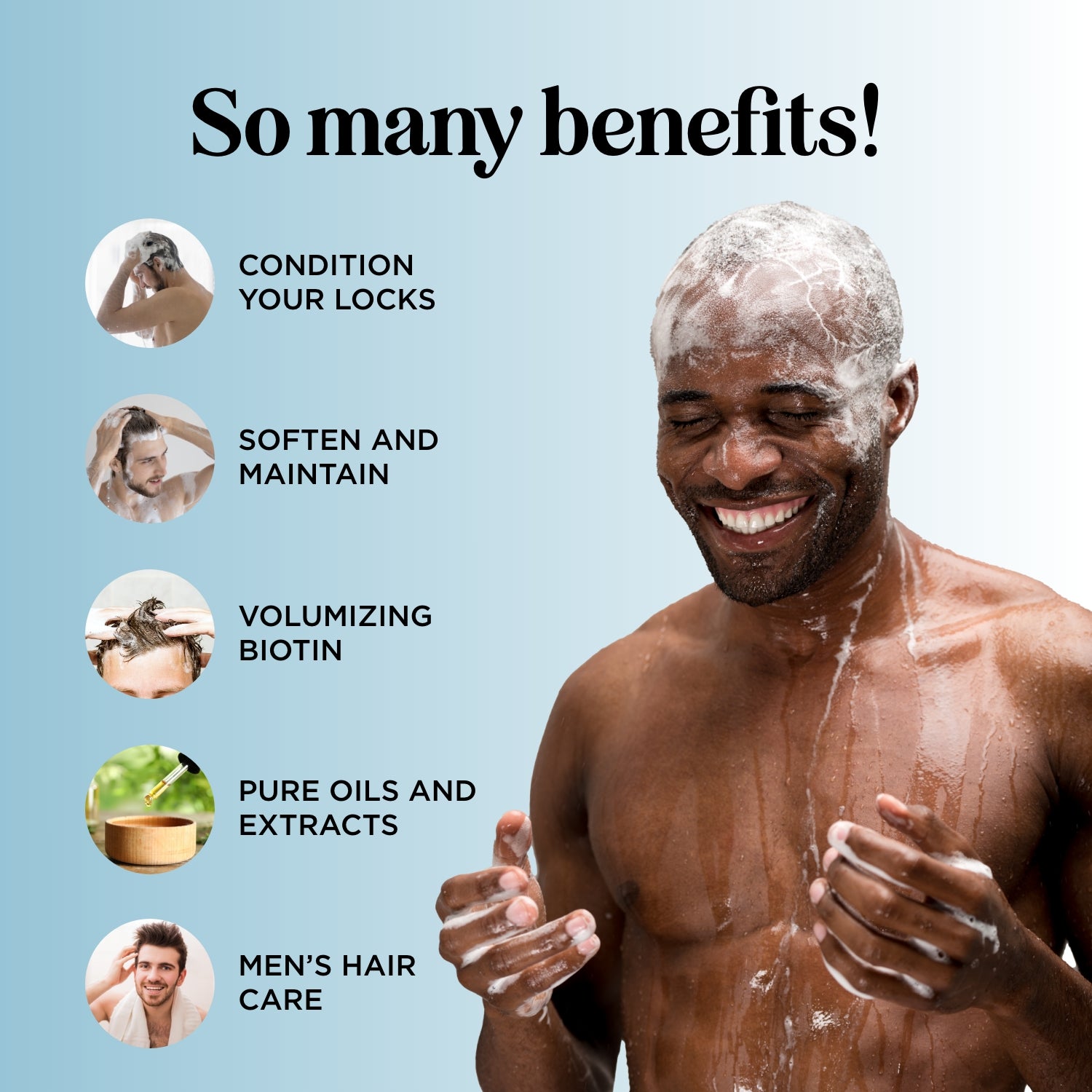 REBUNDANCE™ Men's Hair Conditioner for Dry & Damaged Hair - Hydrating & Repairing Formula - Perfect for Daily Use & Post-Workout Care