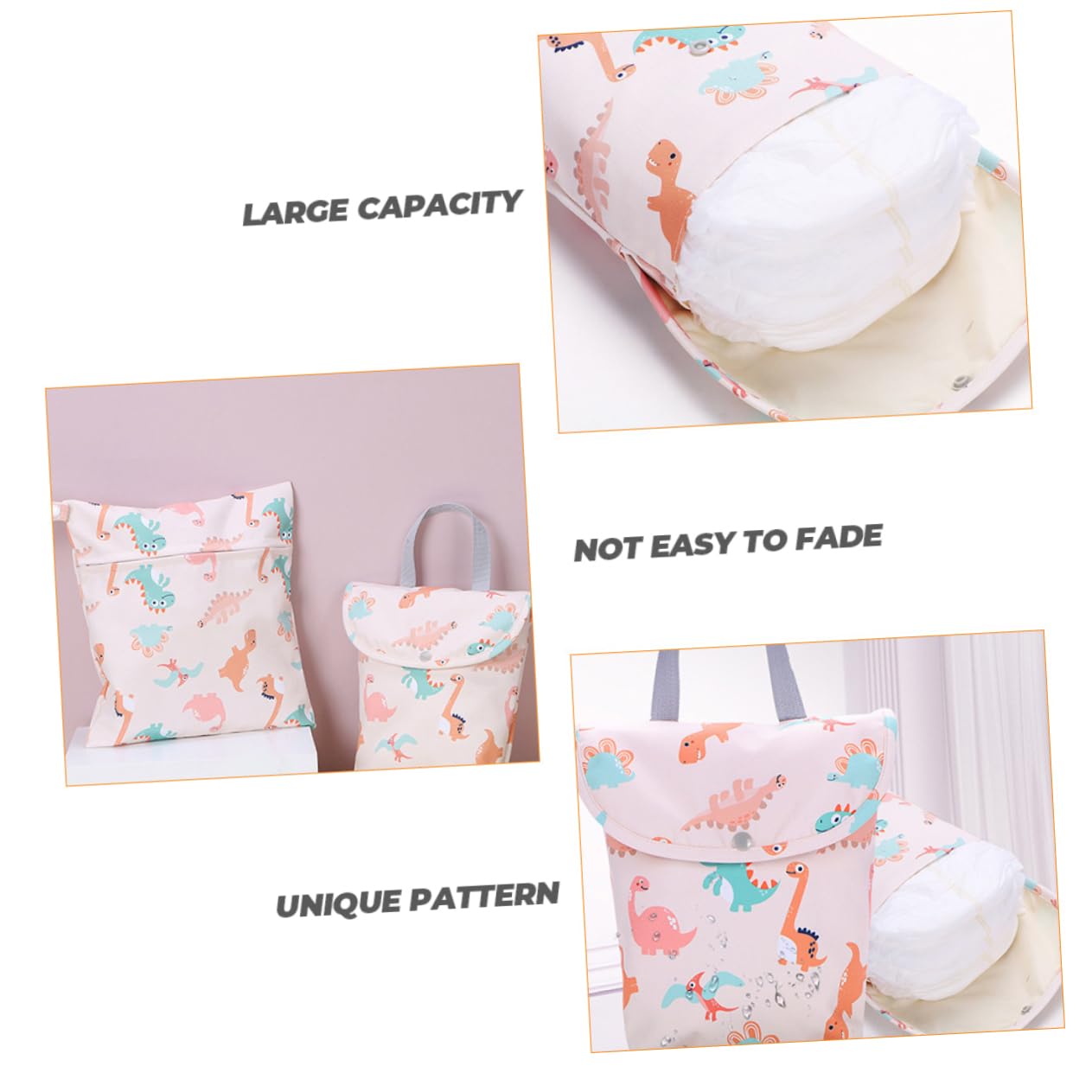 Totority Waterproof Diaper Bag for Moms - Reusable Wet Clothes & Washable Diaper Organizer - Polyester Travel Baby Essentials for Outdoor, Park & Shopping Trips