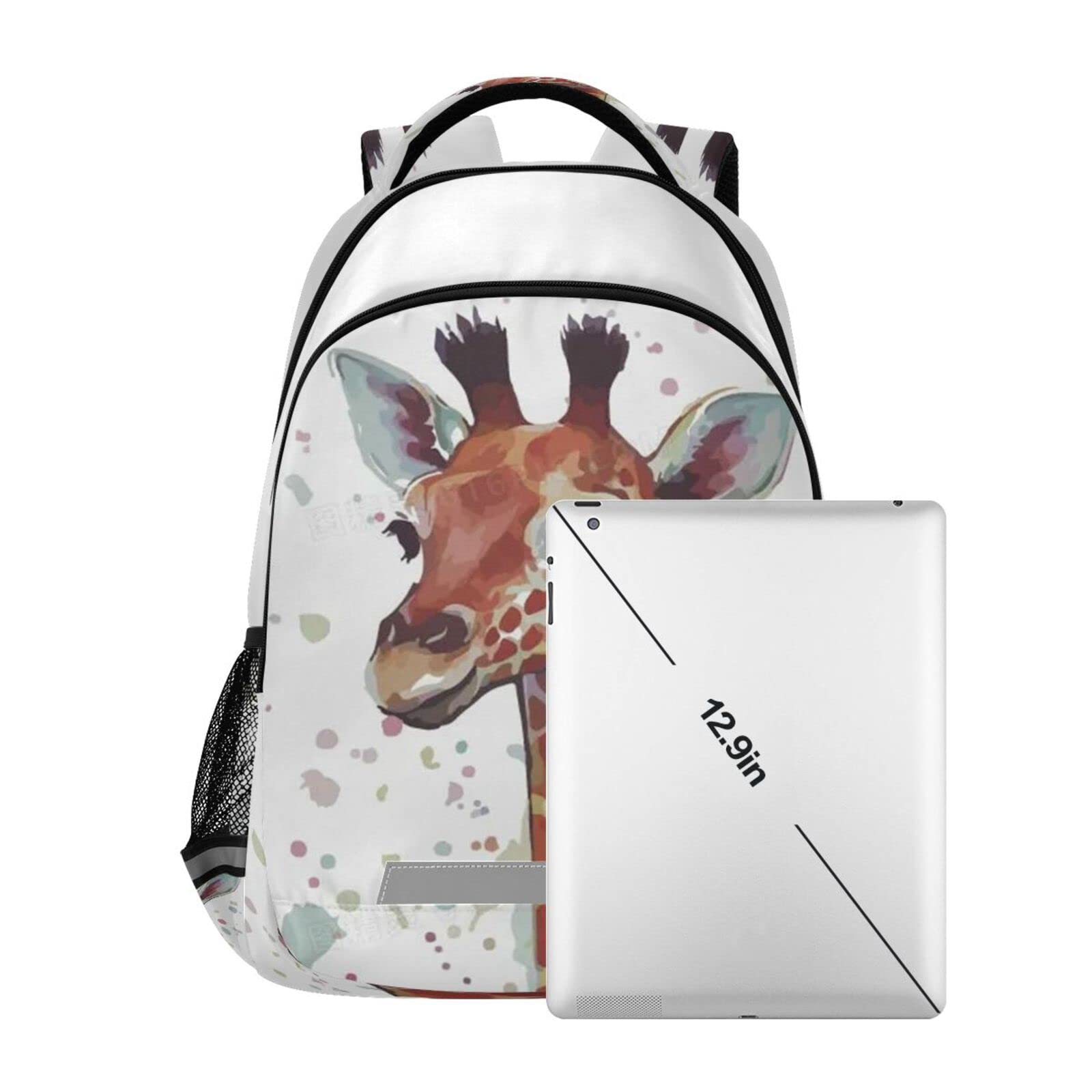 Kcldeci Watercolor Giraffe Kids Backpack for Boys & Girls - Lightweight Elementary School Bag, Kindergarten Bookbag, Preschool Backpack, Toddler Travel Bag - Perfect for School, Daycare, and Family Trips