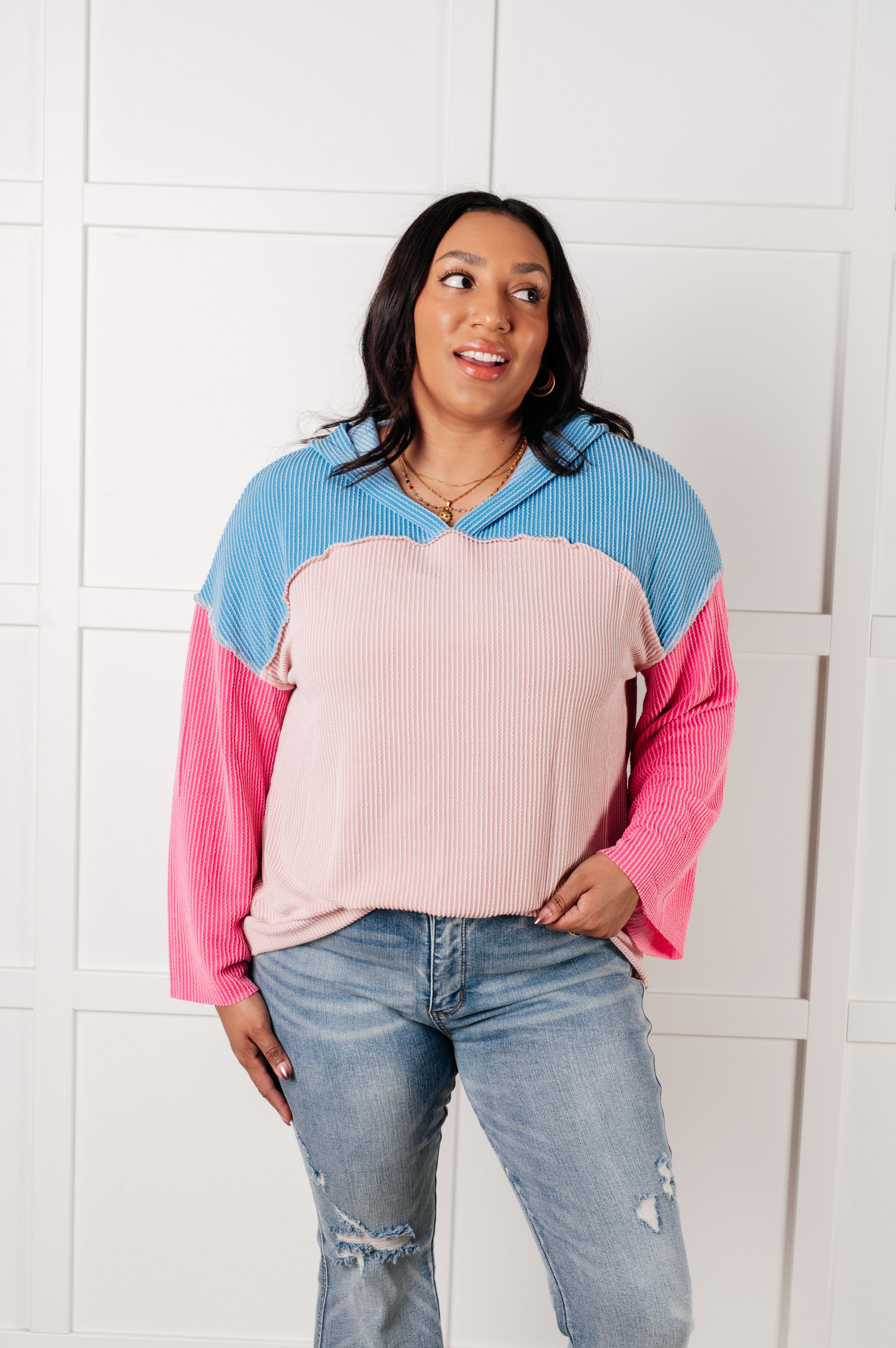 Color Block Pullover Sweater for Women - Trendy Striped Knit Top for Casual Wear, Office & Outings