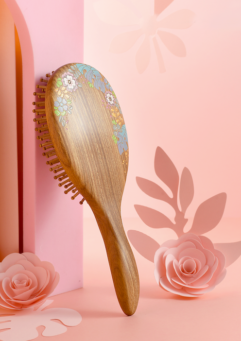 Verawood Cushion Hair Brush - Gentle Detangling & Styling for All Hair Types - Perfect for Home, Salon & Travel Use