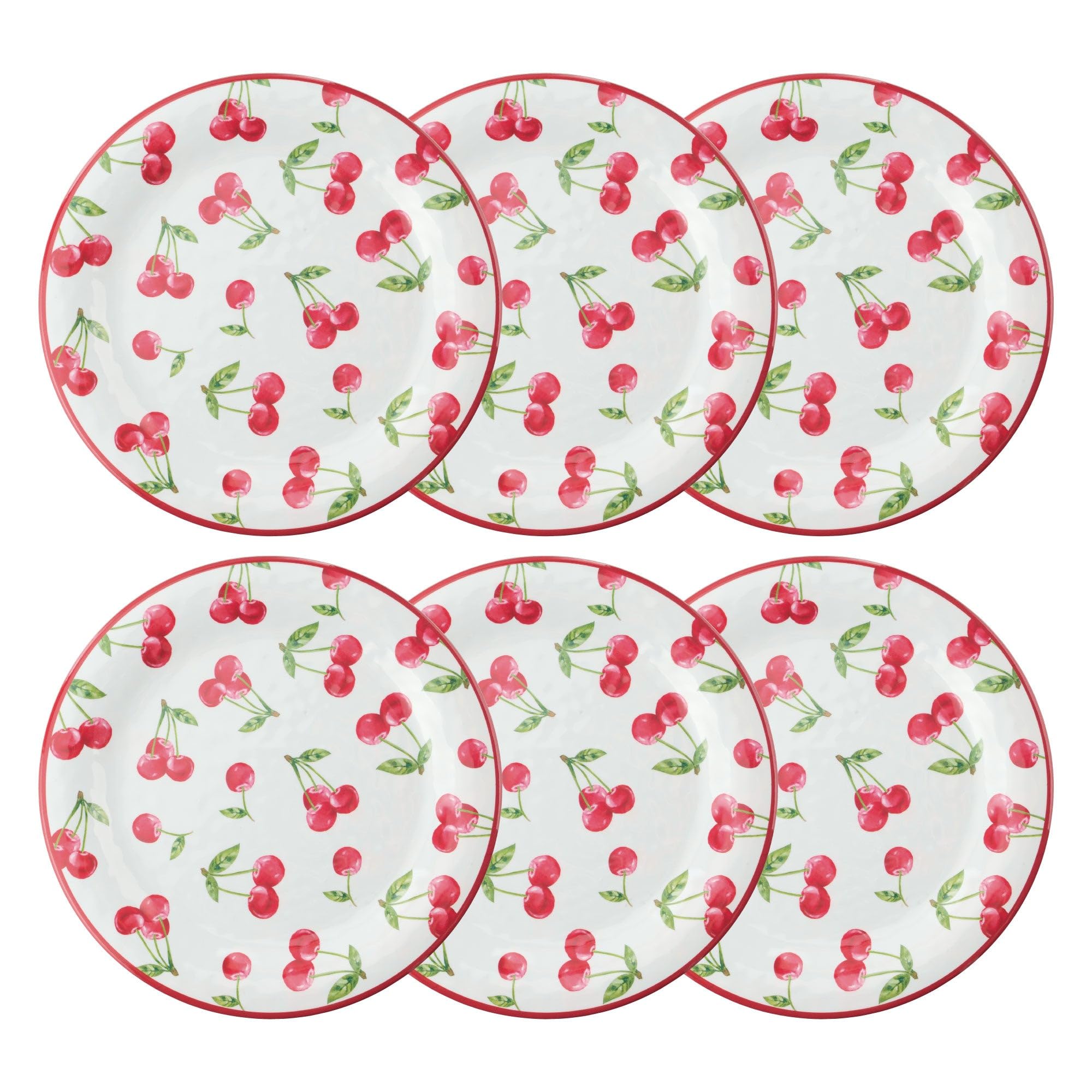 UPware 6-Piece Melamine Dinner Plate Set - BPA-Free, Dishwasher Safe 11-Inch Round Plates for Main Course, Pasta & Salad - Durable & Stylish Cherry Color - Perfect for Restaurants, Catering & Outdoor Dining