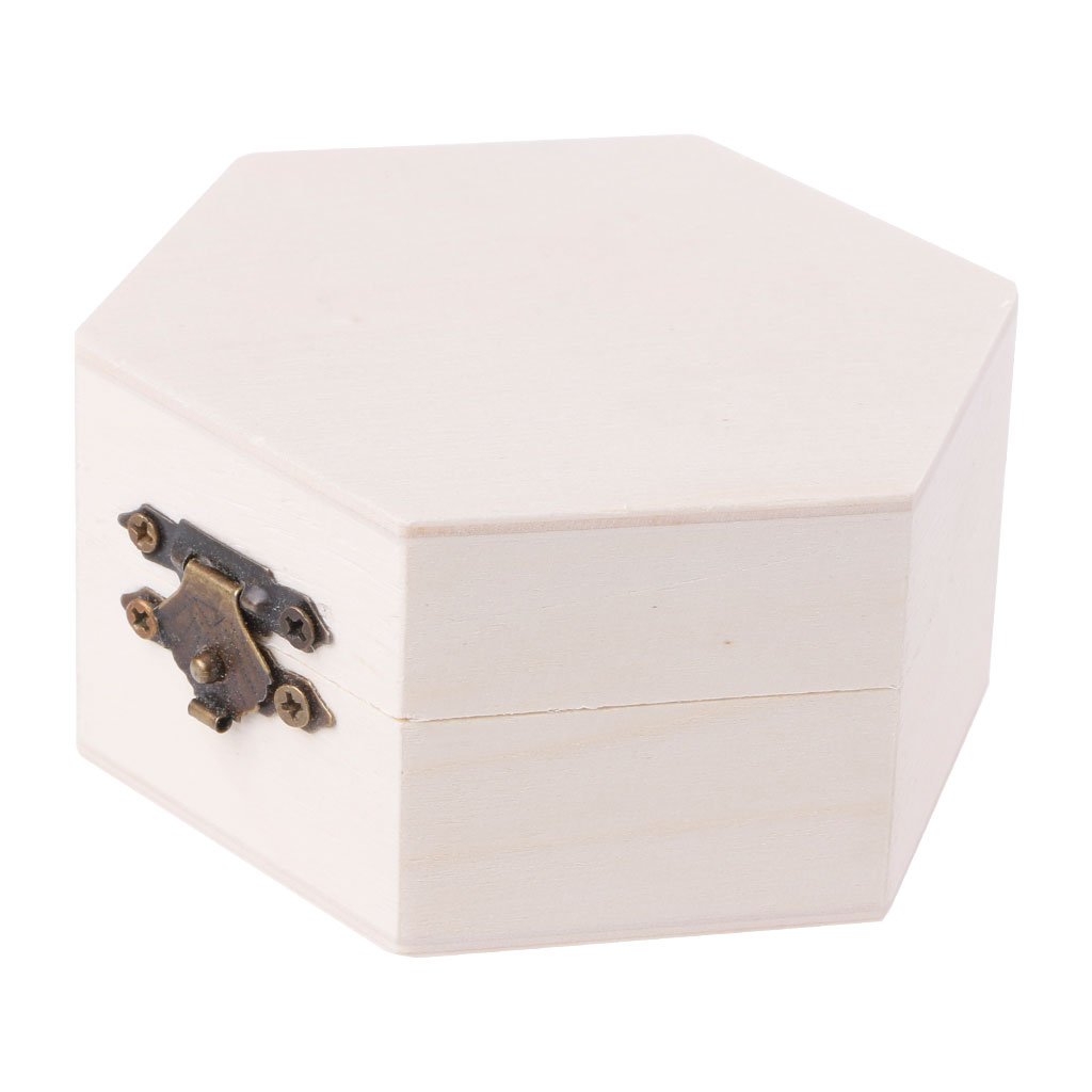 ZHIZHOU Wooden Jewelry Box with Lock - Exquisite Polygon Design Makeup Organizer & Craft Storage Case (Color Random) - Perfect for Jewelry Display, Gift Giving, and Home Decor Organization