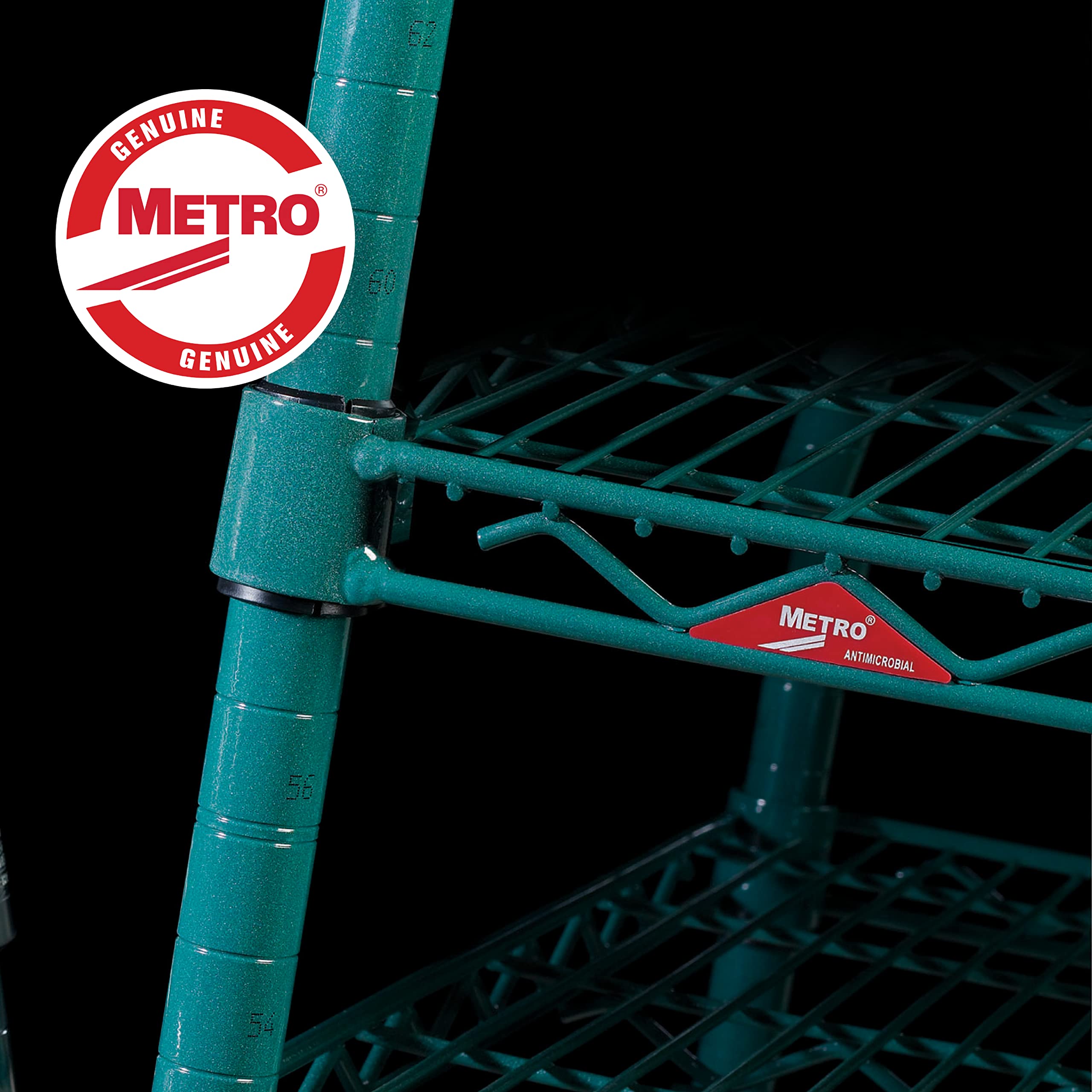 METRO Super Erecta Metroseal Green Epoxy 4-Tier Industrial Wire Shelving Unit - 2000 lbs Capacity (24”W x 36”L x 74”H) with Microban Protection - Heavy Duty Storage Rack for Commercial Kitchens, Restaurants, Walk-in Coolers & Freezers - Ideal for Food Storage, Warehouse Organization and Industrial Use