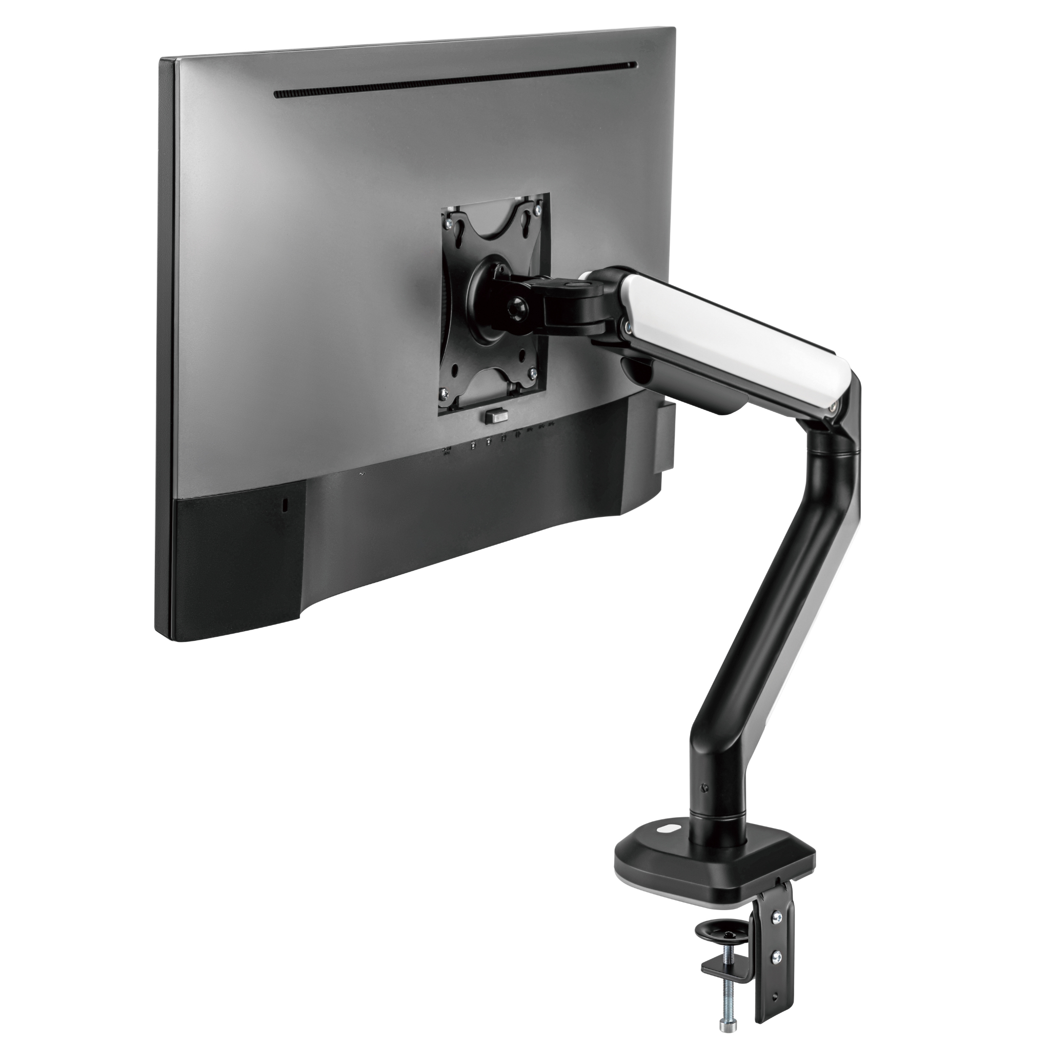 RGB Single Monitor Arm - Spring Assisted Adjustable Desk Mount for Gaming & Office Use - Ergonomic VESA 75/100mm Stand for Computer Screens (Home, Office, Gaming Setup)
