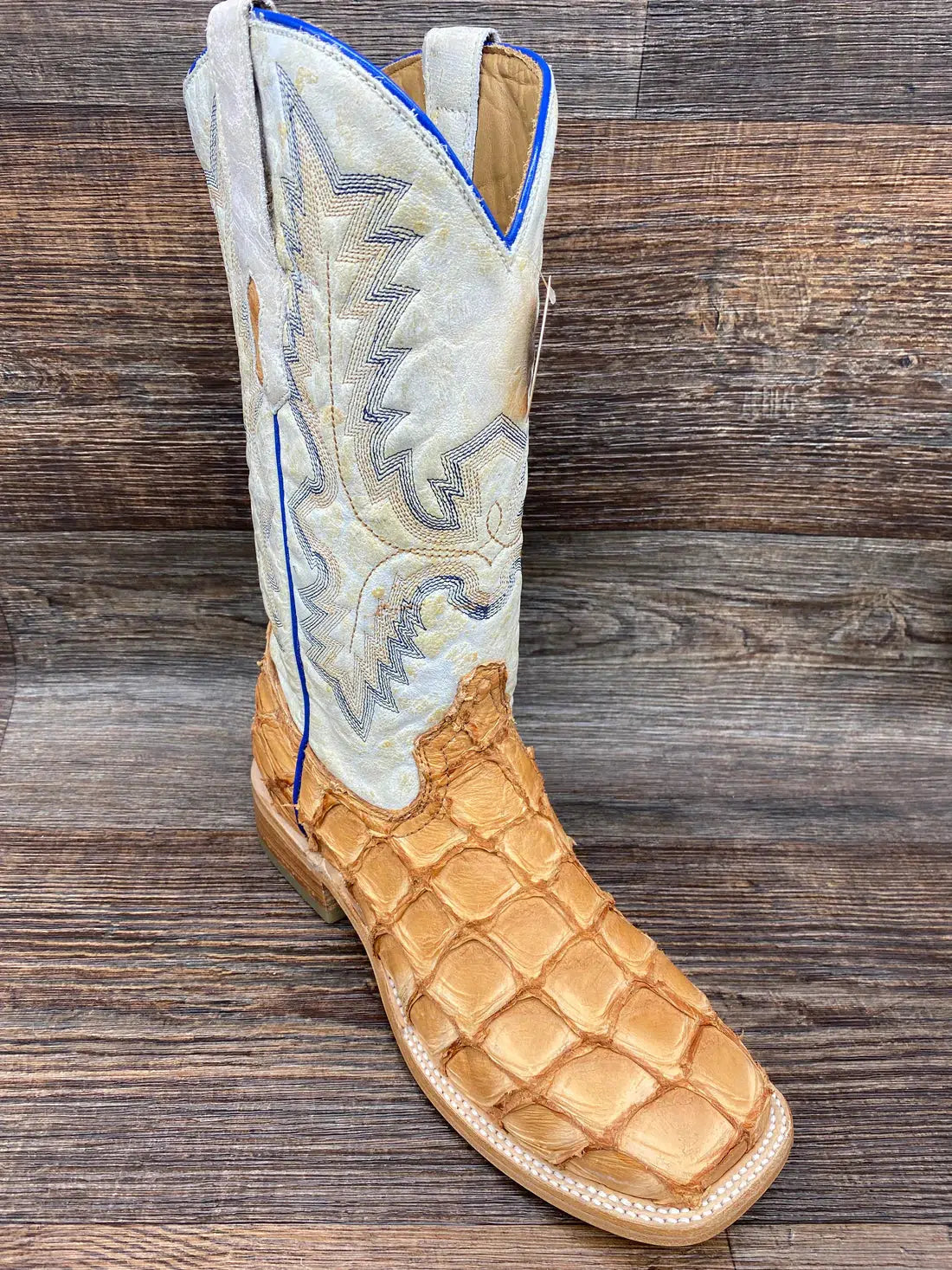 Premium A4050 D Corral Brown Pirarucu Fish Skin Cowboy Boots for Men - Durable & Stylish Western Boots for Rodeo, Country Dancing & Outdoor Adventures