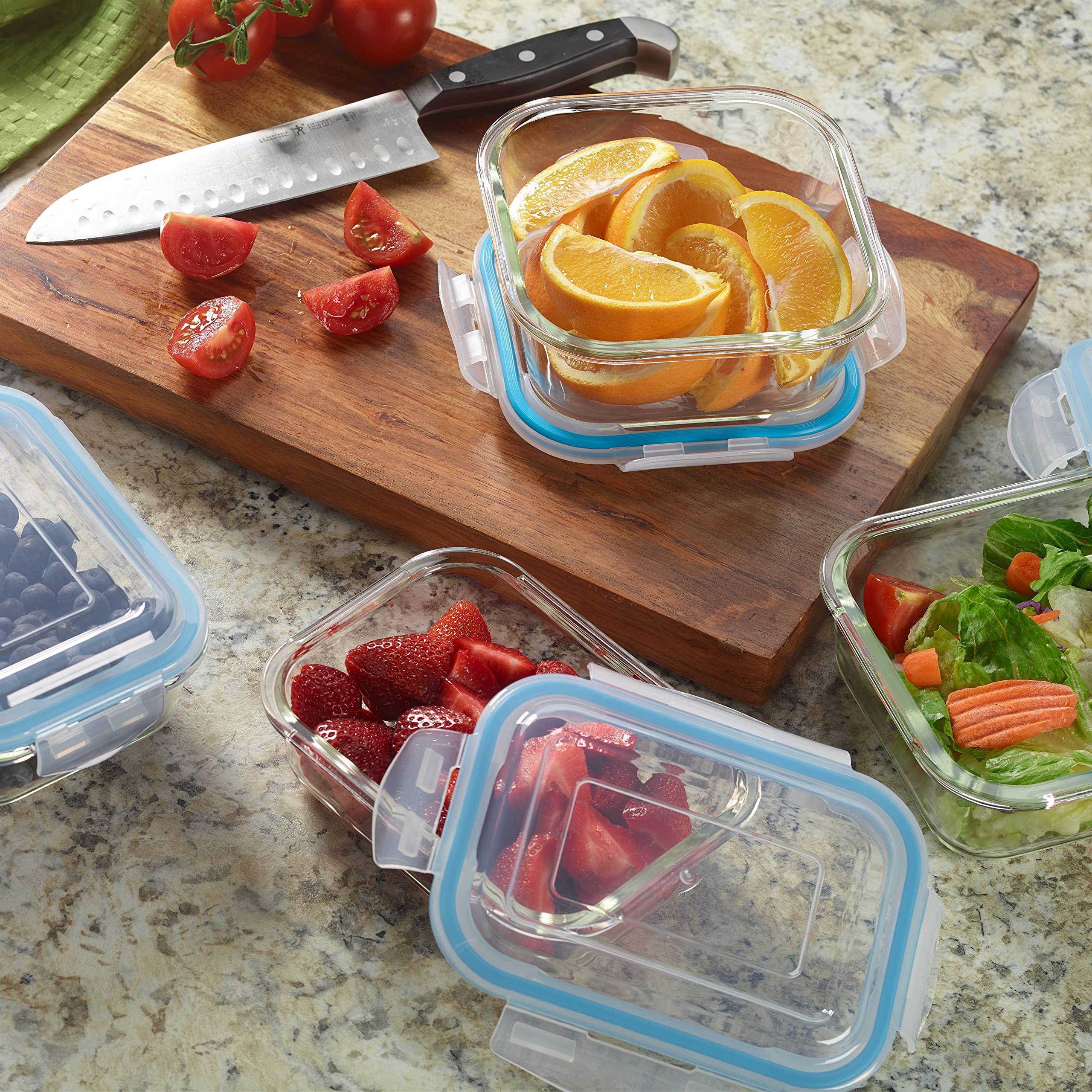 1790 Glass Food Storage Containers with Lids - 11 Pack Airtight Meal Prep Containers | Leakproof Glass Lunch Boxes | Oven & Microwave Safe up to 550℉ (22pc Set) for Meal Prep, Leftovers & Office Lunch Storage