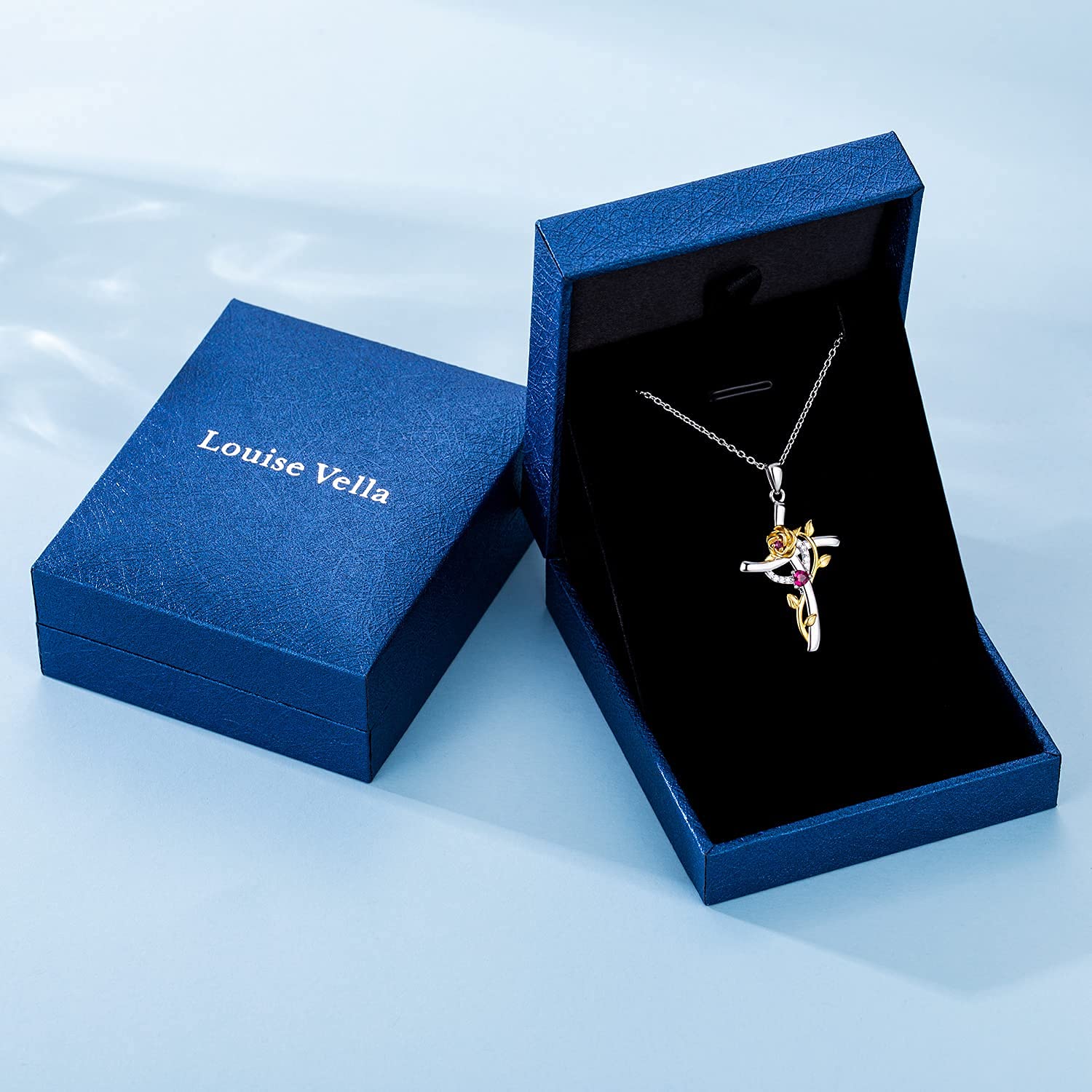 18K Gold Plated Rose Cross Necklace for Women - Elegant Christian Jewelry, Perfect for Confirmation Gifts, Baptism, Church & Daily Wear