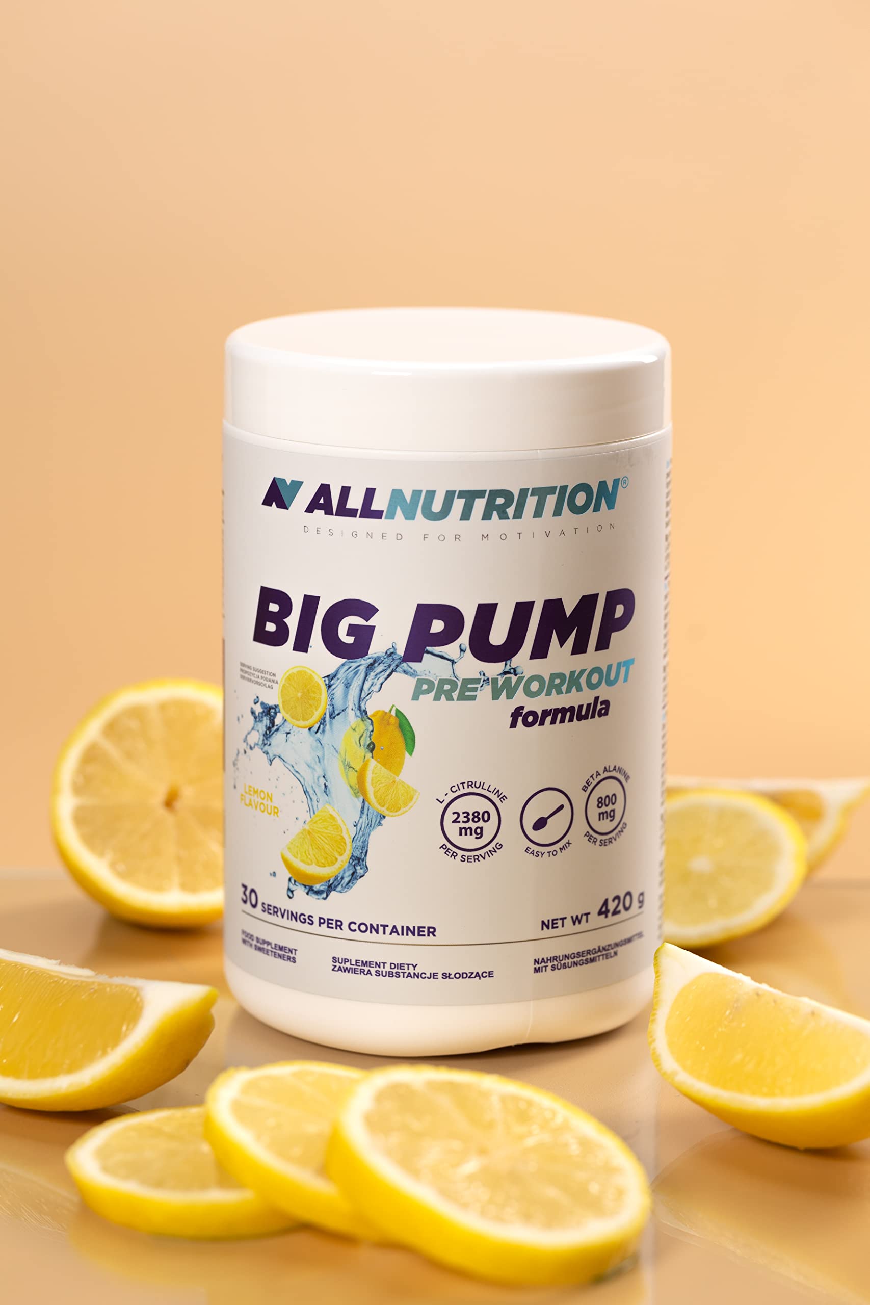 Allnutrition Big Pump Lemon Pre-Workout Powder 420g - Boost Energy & Endurance for Intense Gym Sessions