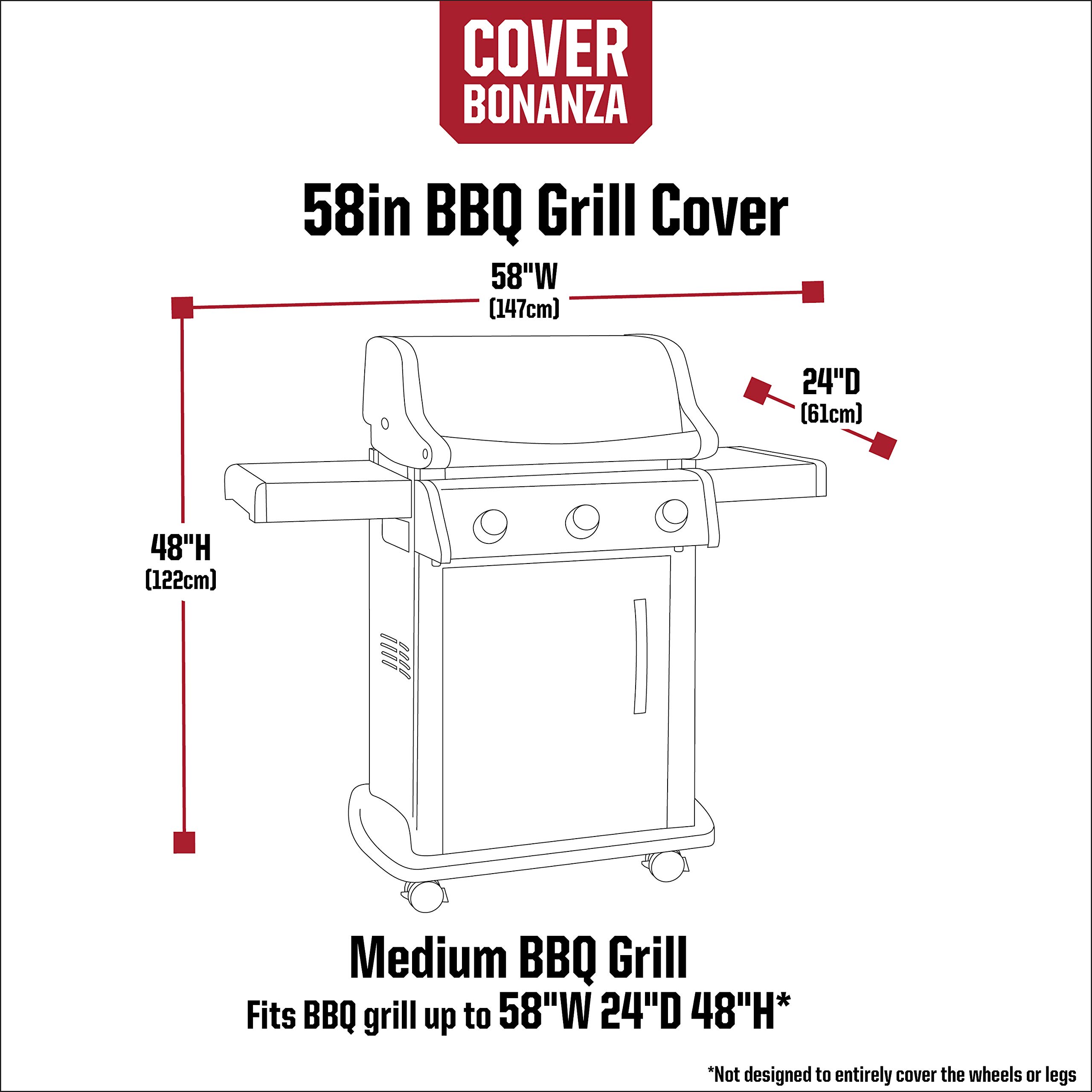 58 x 24 x 48 Inch Bonanza Grill Cover - Heavy Duty, Weatherproof, UV Resistant for Outdoor BBQ Protection