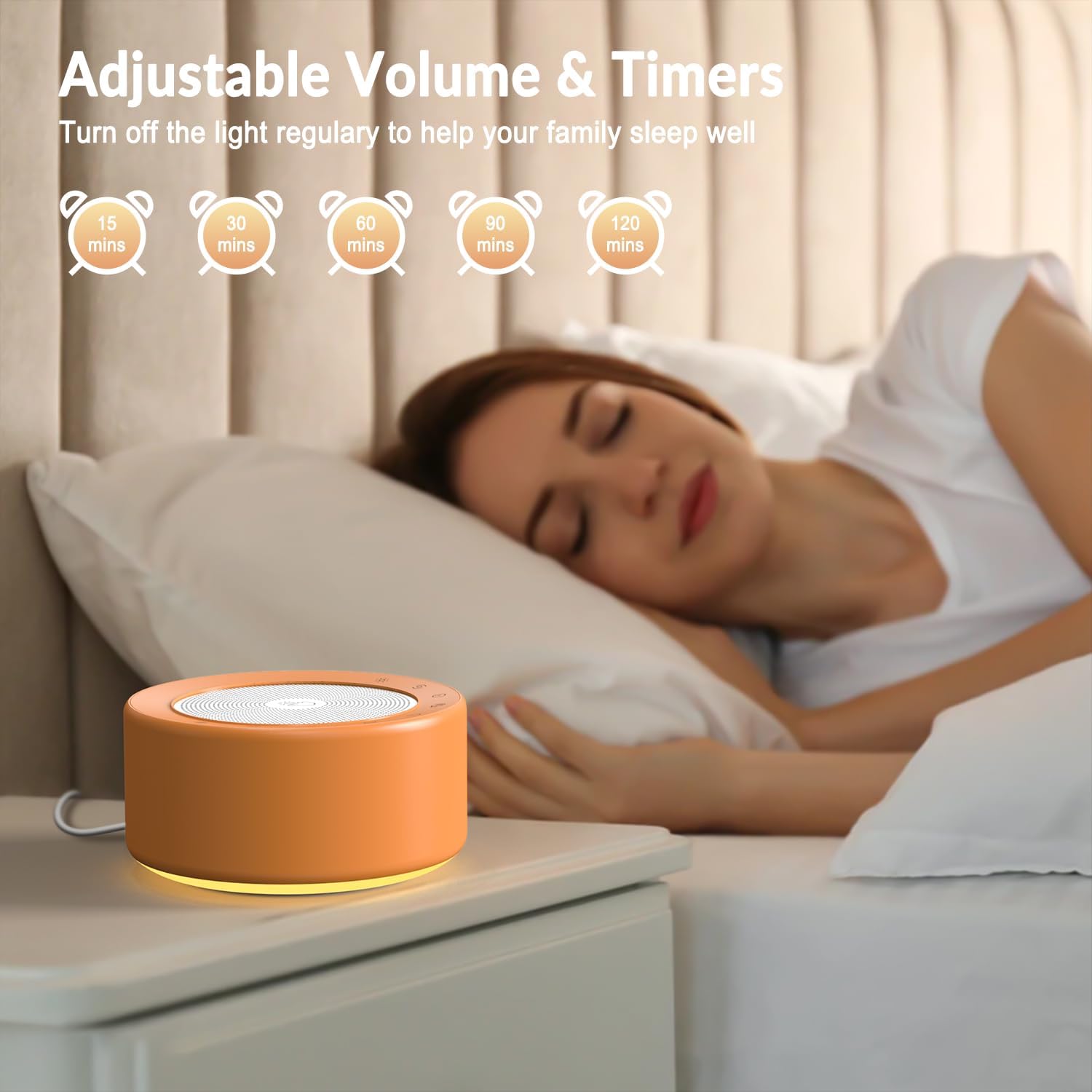 Baby Night Light with Sound Machine - 7 Color Changing Nursery Lamp, 30 Soothing Sounds & White Noise for Infants & Adults, Touch Control, Timer & Memory Function - Perfect for Bedtime, Nursery Room & Relaxation