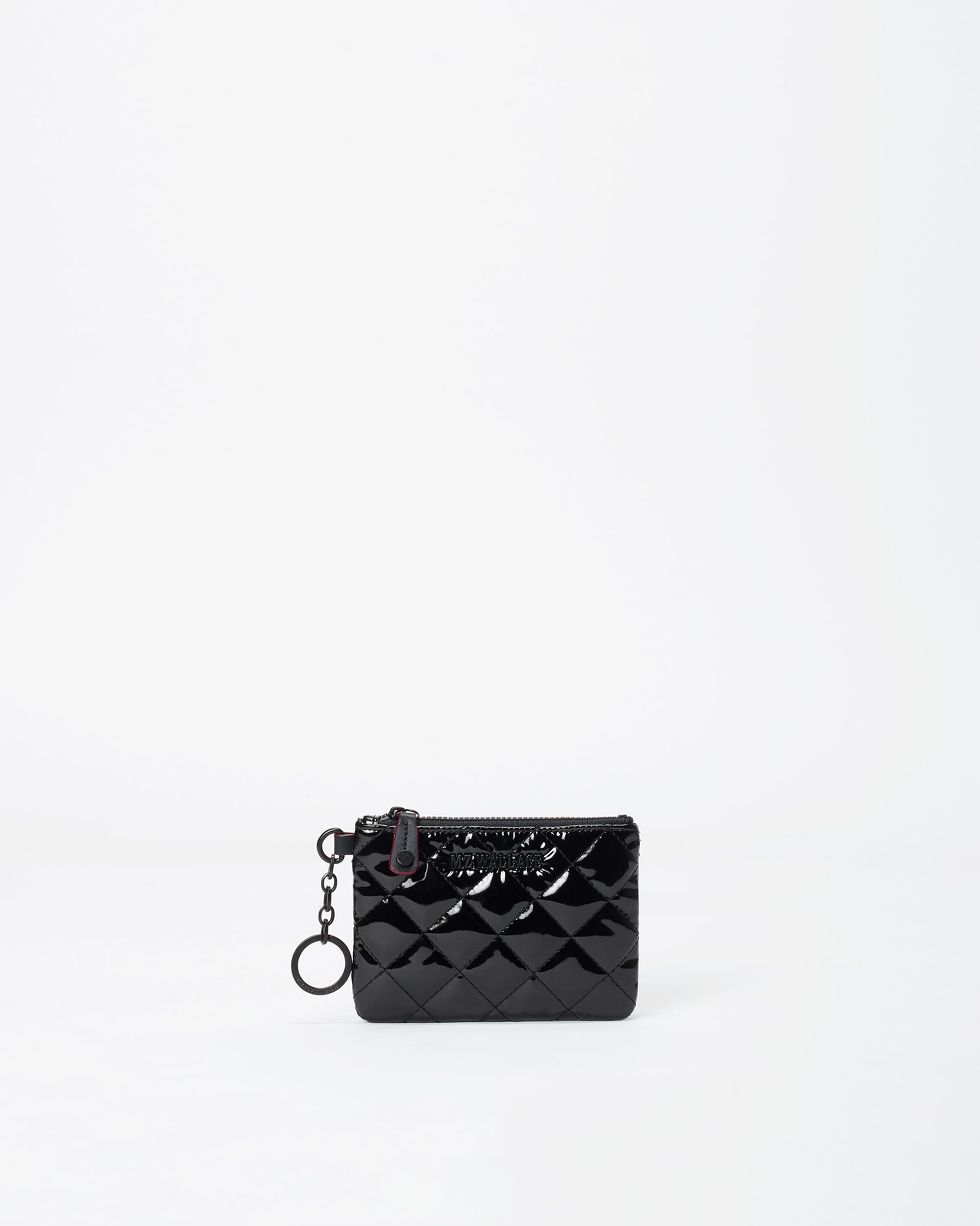 Black Lacquer Flat Metro Key Pouch - Slim RFID Blocking Wallet for Women & Men - Perfect for Travel, Work, and Everyday Use