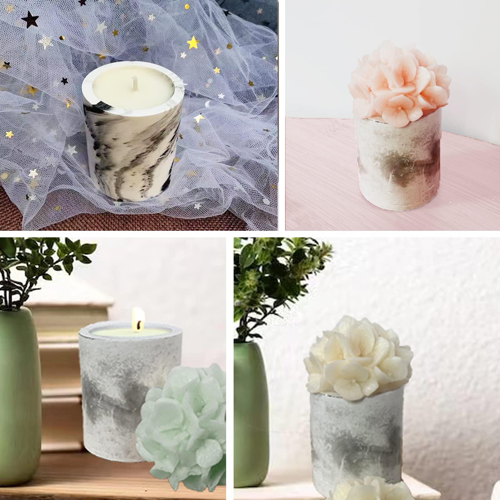 Hydrangea Flower Soap & Candle Molds with Lids - Silicone Concrete Candle Jar Molds for DIY Soap Making, Candle Vessels - Perfect for Wedding Favors, Home Decor, Bath & Body Crafts