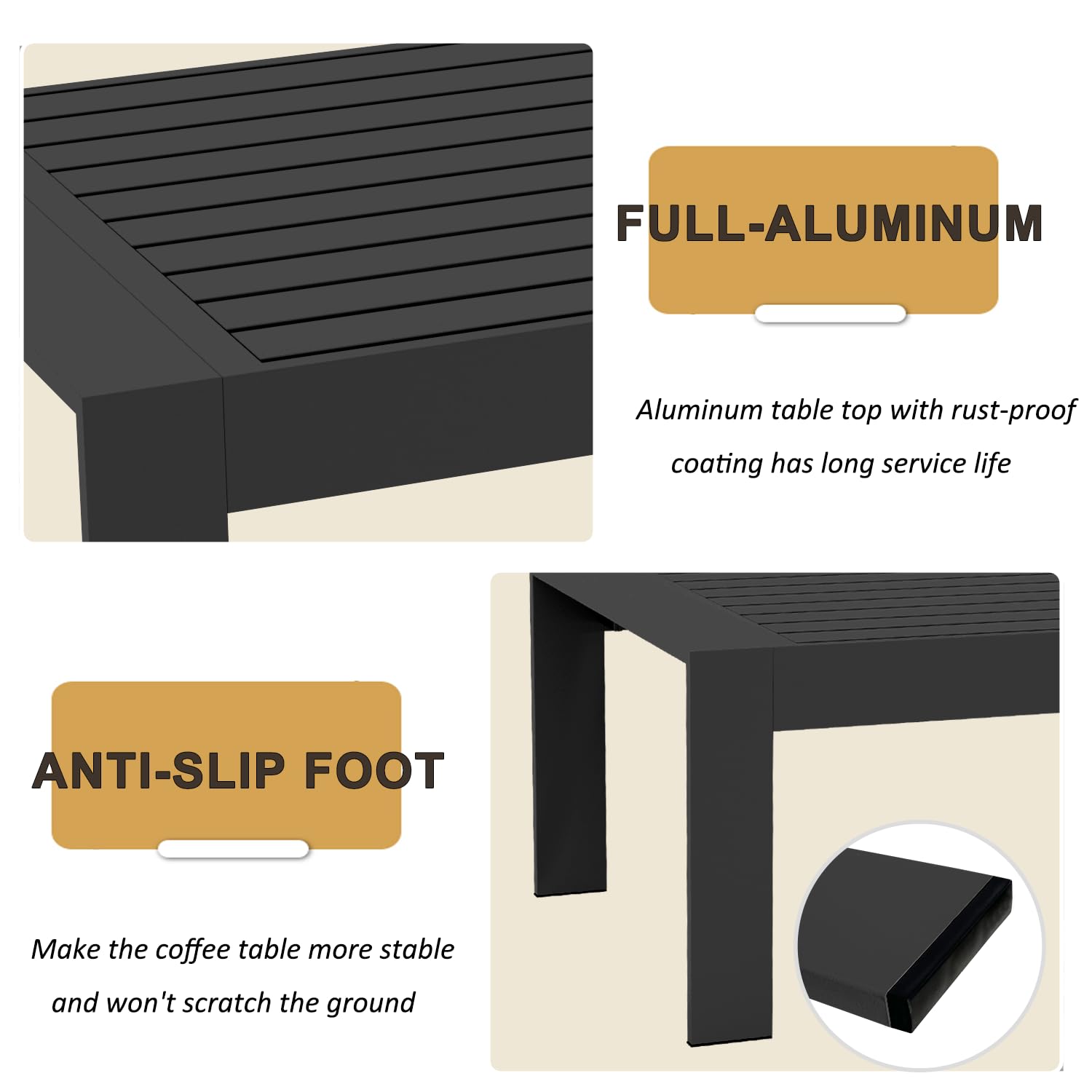 LayinSun 5-Piece Outdoor Aluminum Patio Furniture Set - Modern Sectional Conversation Sofa with Coffee Table for Garden, Backyard, and Poolside Relaxation