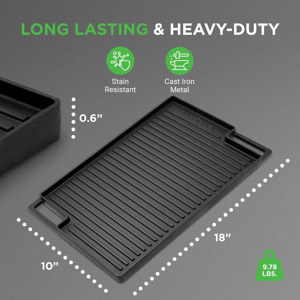 Reversible Cast Iron Griddle Grill Pan - Double Sided Cooking for Stovetop, Gas Grill & Camping - Perfect for Pancakes, Steaks & Outdoor BBQ