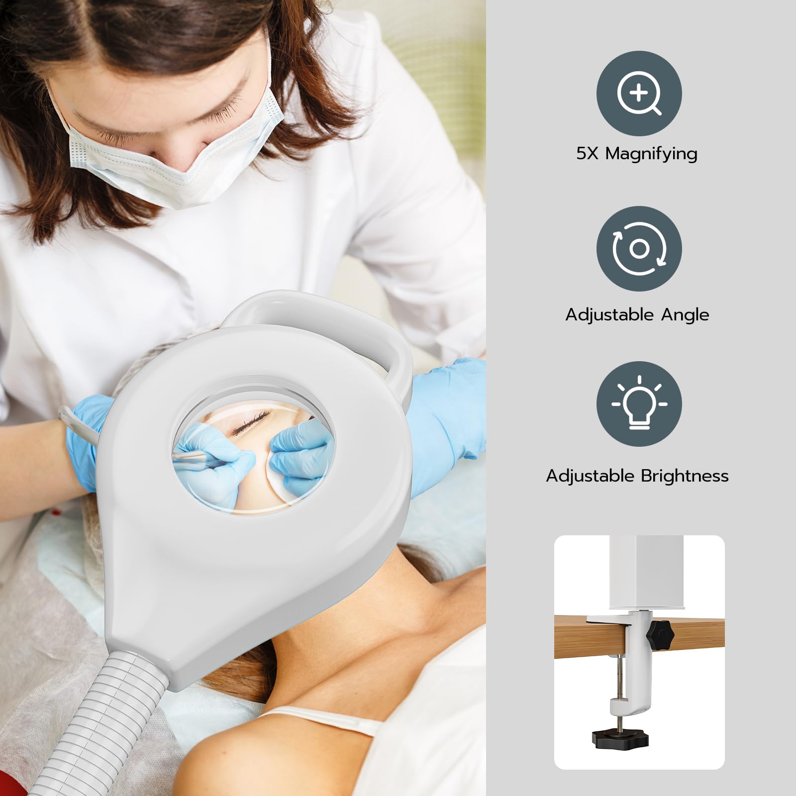 Professional 3-in-1 Facial Steamer with 5X LED Magnifying Lamp - Hot & Cold Mist for Estheticians - Portable Wheeled Design for Spa & Salon Use - Perfect for Deep Cleansing, Hydration & Skin Treatments