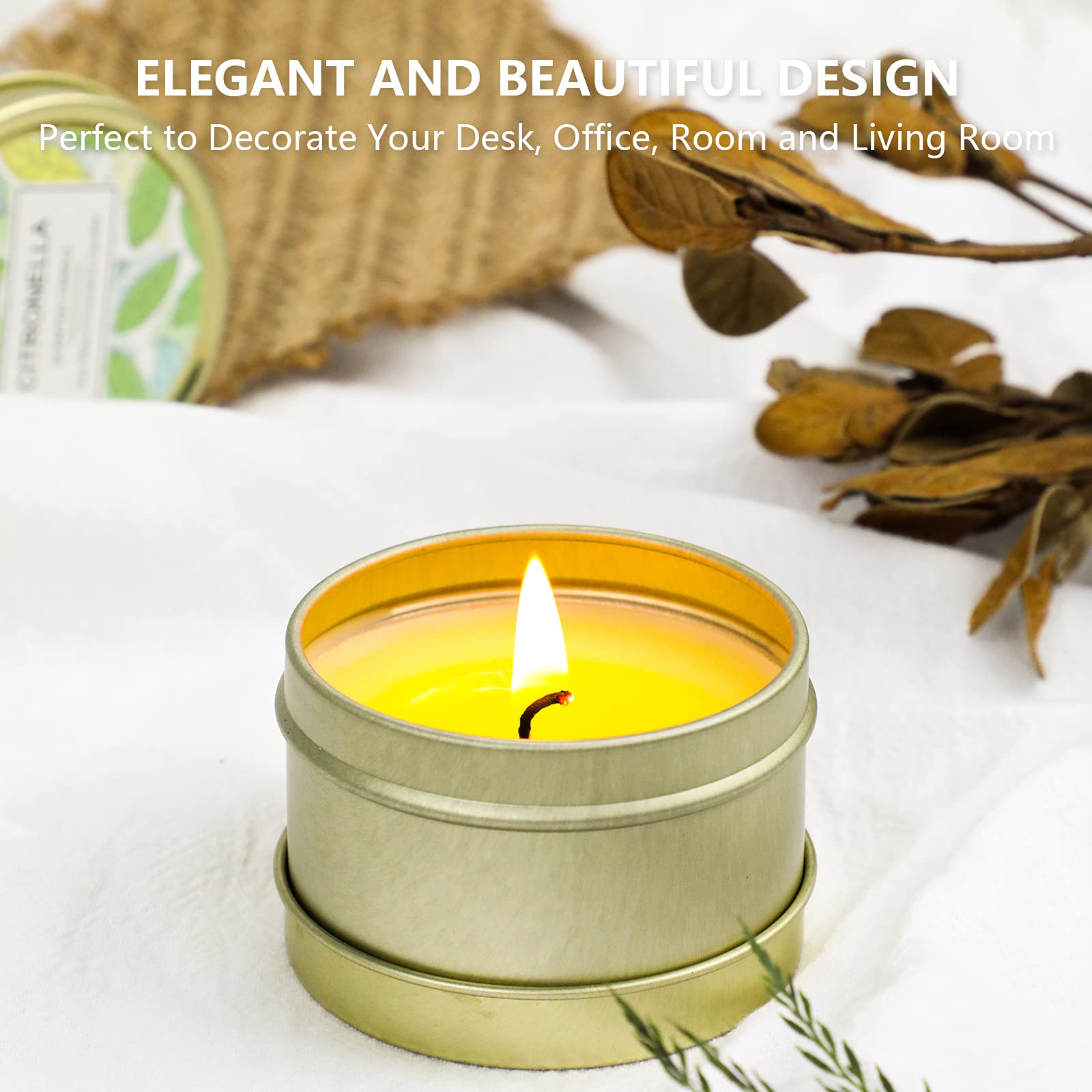 Citronella Soy Wax Candles Gift Set - Outdoor Camping & Garden (12x2.5oz)