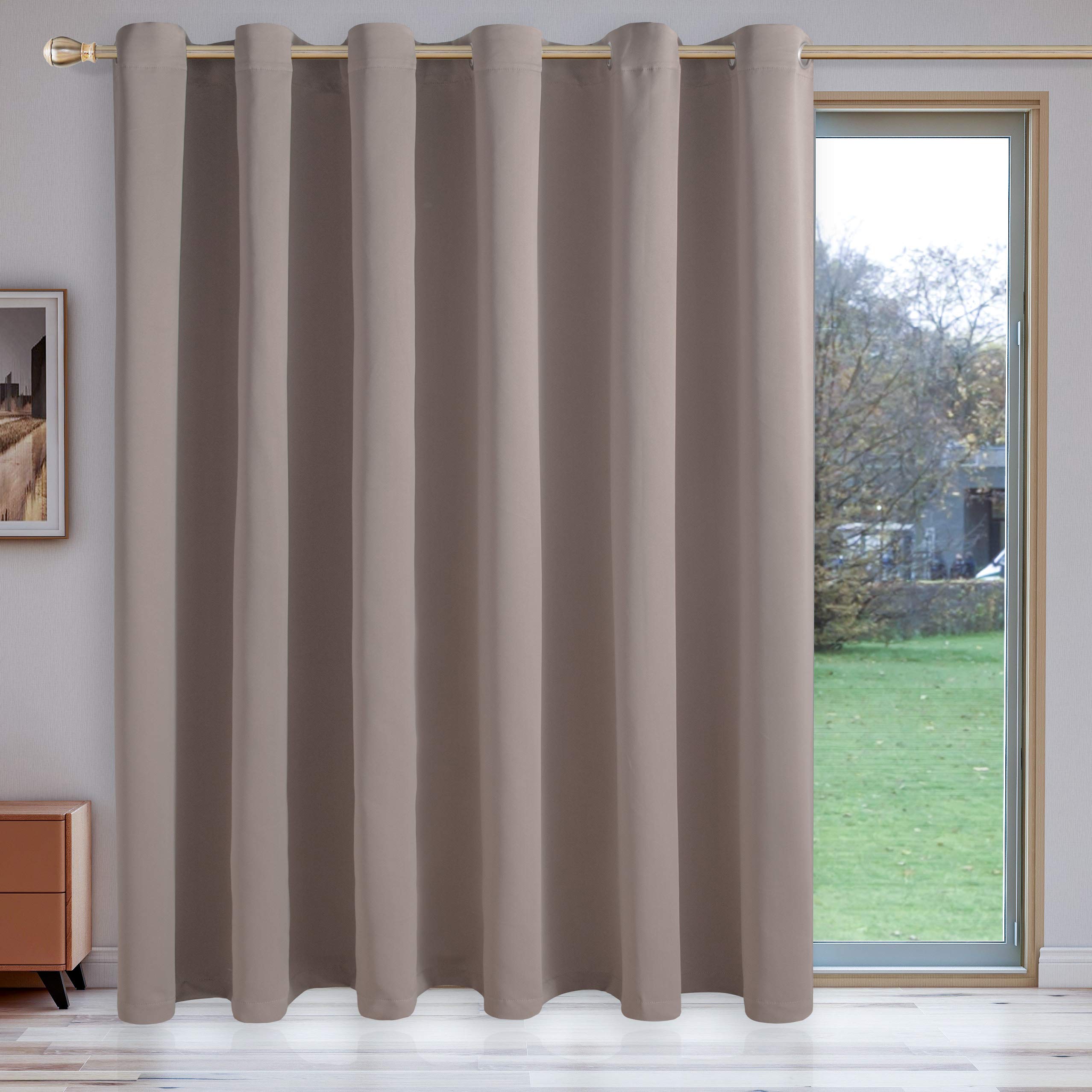 LORDTEX Khaki Room Divider Curtains - 15ft x 9ft Soundproof Blackout Privacy Curtain Panel for Living Room, Bedroom, Patio & Sliding Doors | Noise Reduction & Light Blocking for Home Office, Dorm, Studio & Room Partition