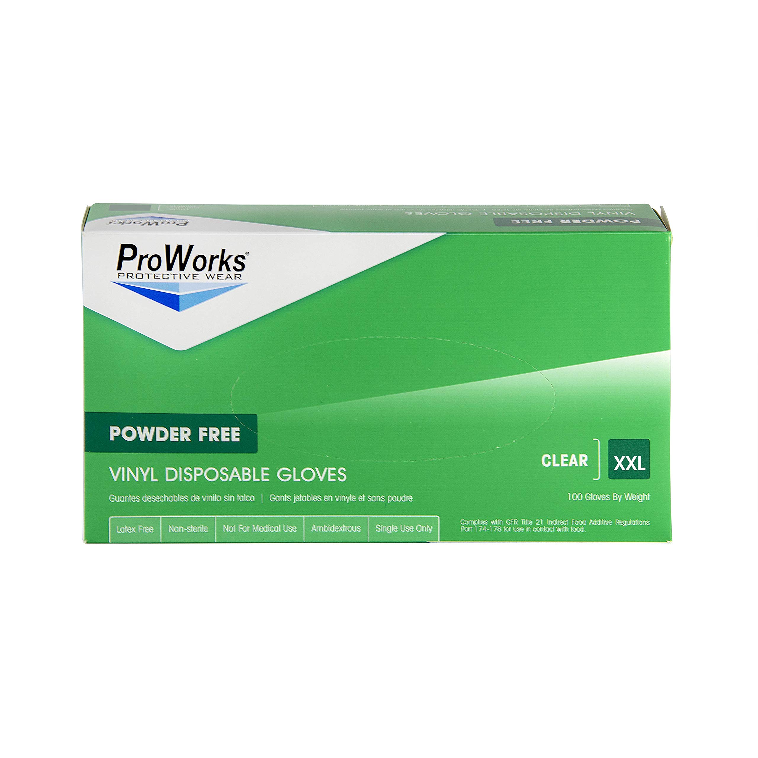 V103FXX Clear XX-Large Industrial Grade Powder-Free Disposable Vinyl Gloves 100-Pack (10 Boxes per Case) - Heavy Duty, Food Safe, Chemical Resistant for Kitchen, Cleaning, Medical & Laboratory Use