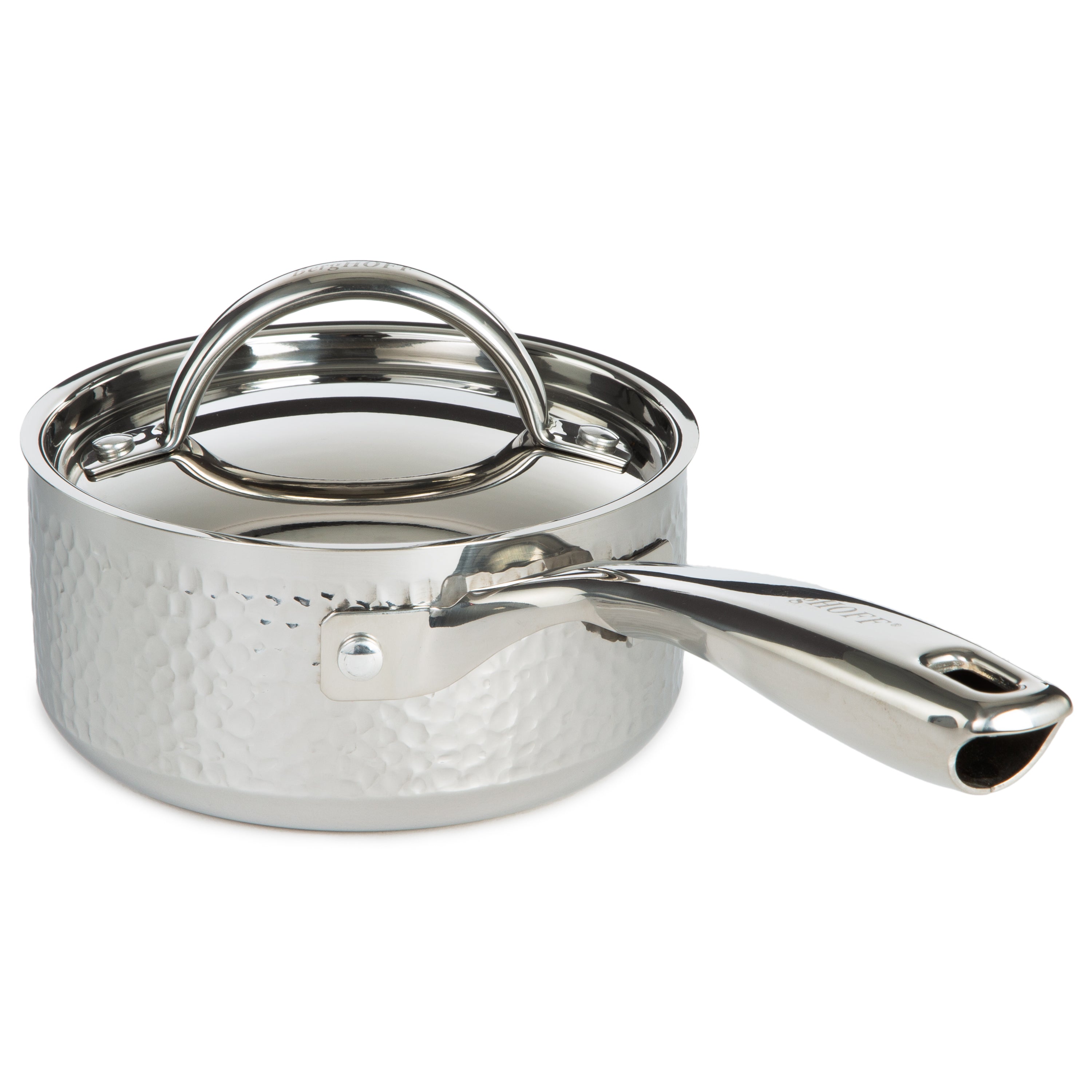 BergHOFF Vintage 10-Piece Tri-Ply 18/10 Stainless Steel Cookware Set with Lids - Hammered Finish for Professional Cooking & Home Kitchen Use