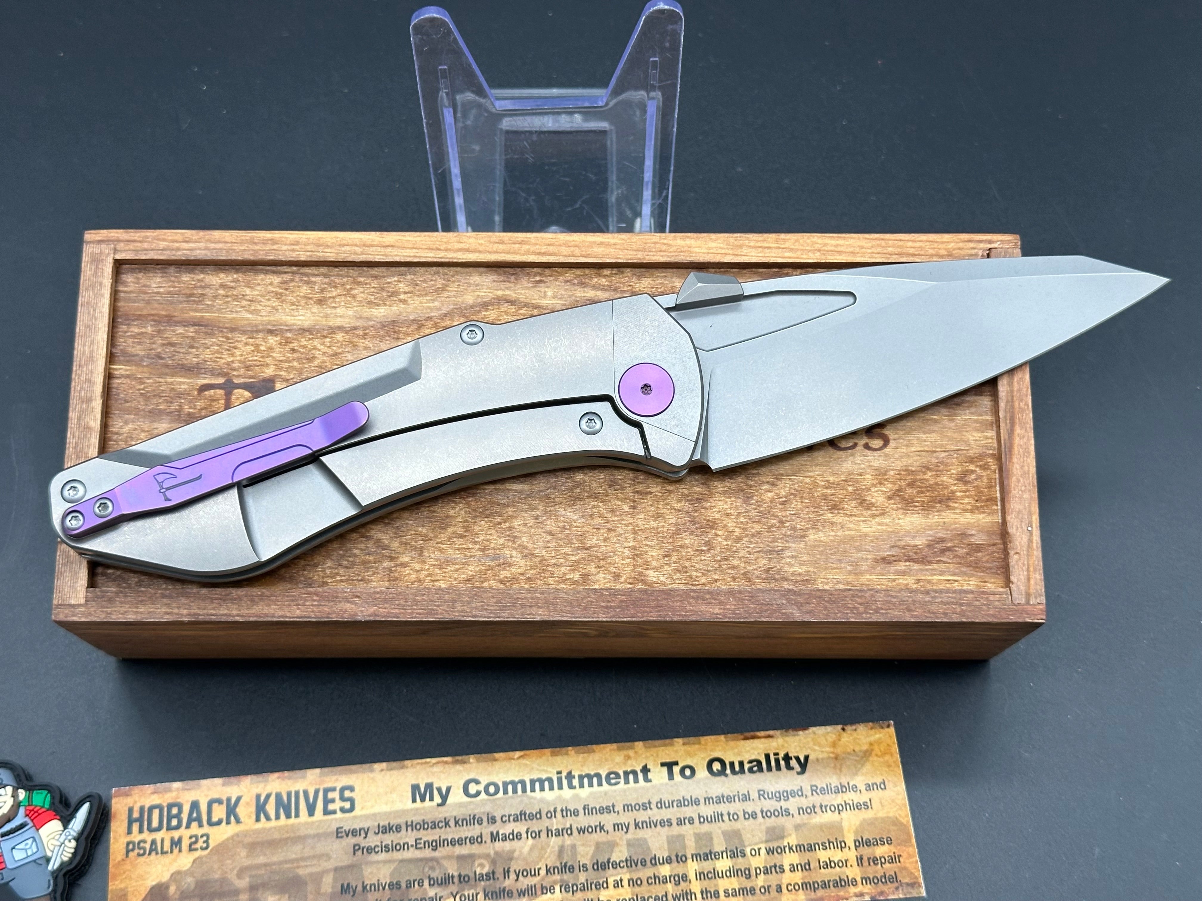 Jake Hoback Summit Frame Lock Folding Knife - Titanium Handle with Purple Accents (4.25