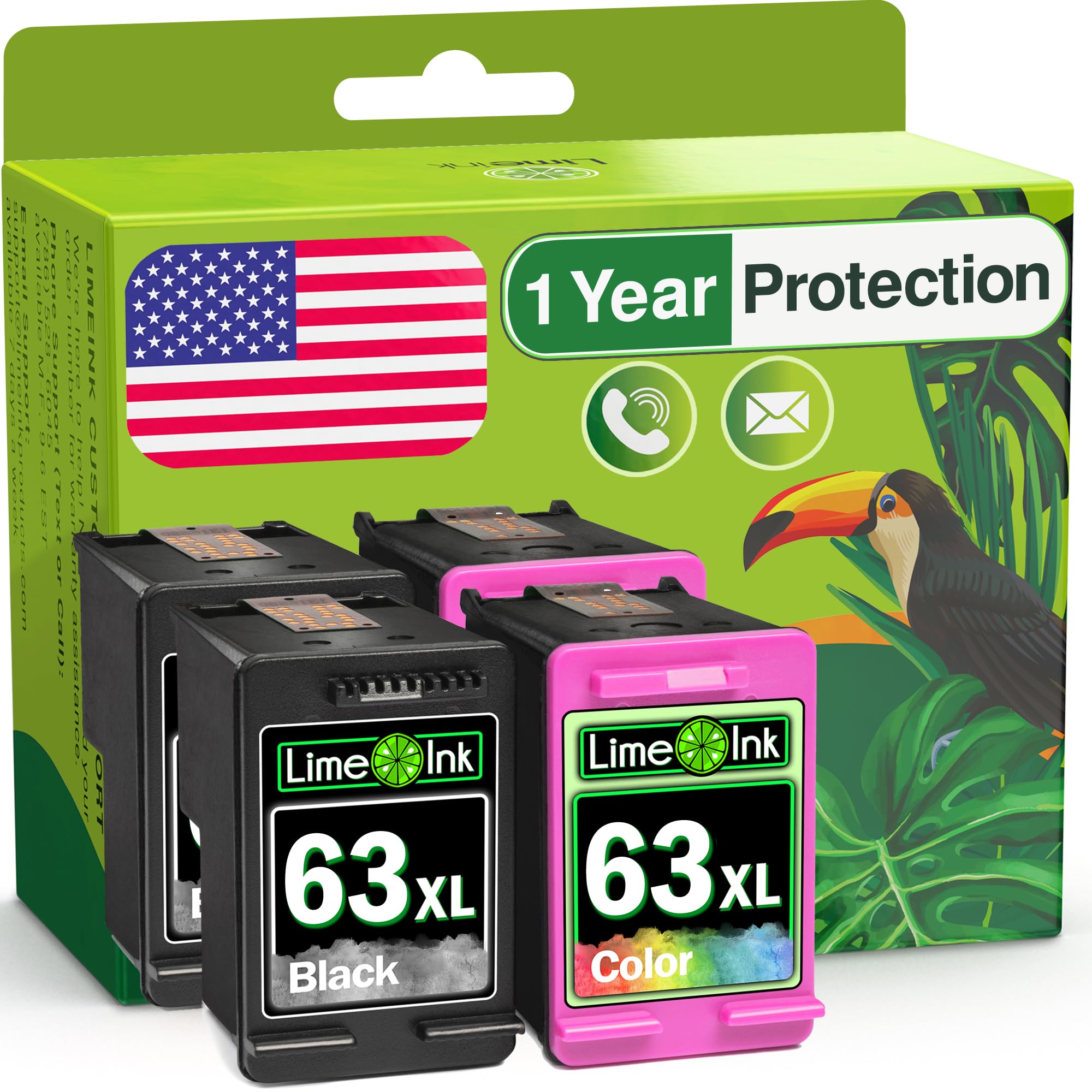 Limeink Remanufactured HP 63 & 63XL Ink Cartridge Combo Pack (2-Pack) - Compatible with HP OfficeJet 3830 Printer | High-Quality Replacement Ink for Home & Office Printing