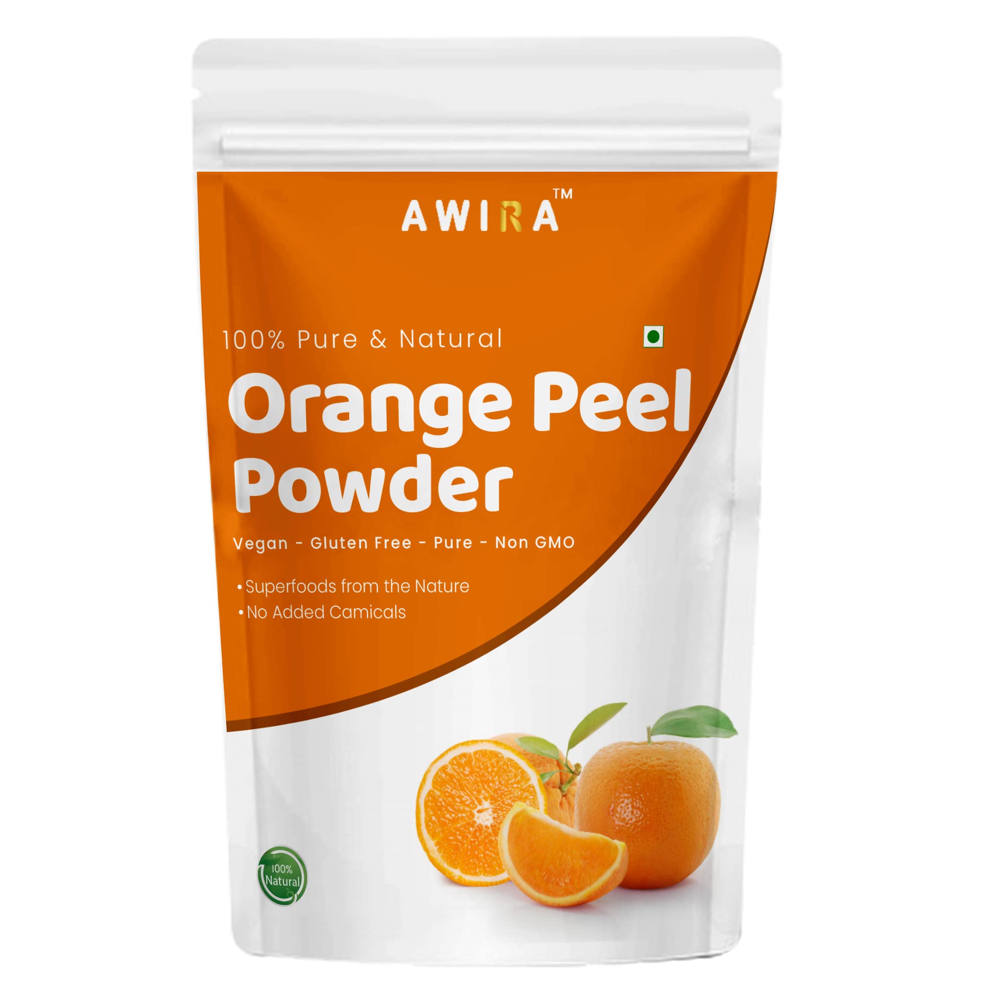 Awira Orange Peel Powder Face Pack - Natural Tan Removal, Oil Control & Glowing Skin Treatment | Fades Scars & Brightens Complexion | 50g Organic Skin Cleanser | Perfect for Daily Skincare & Spa Treatments