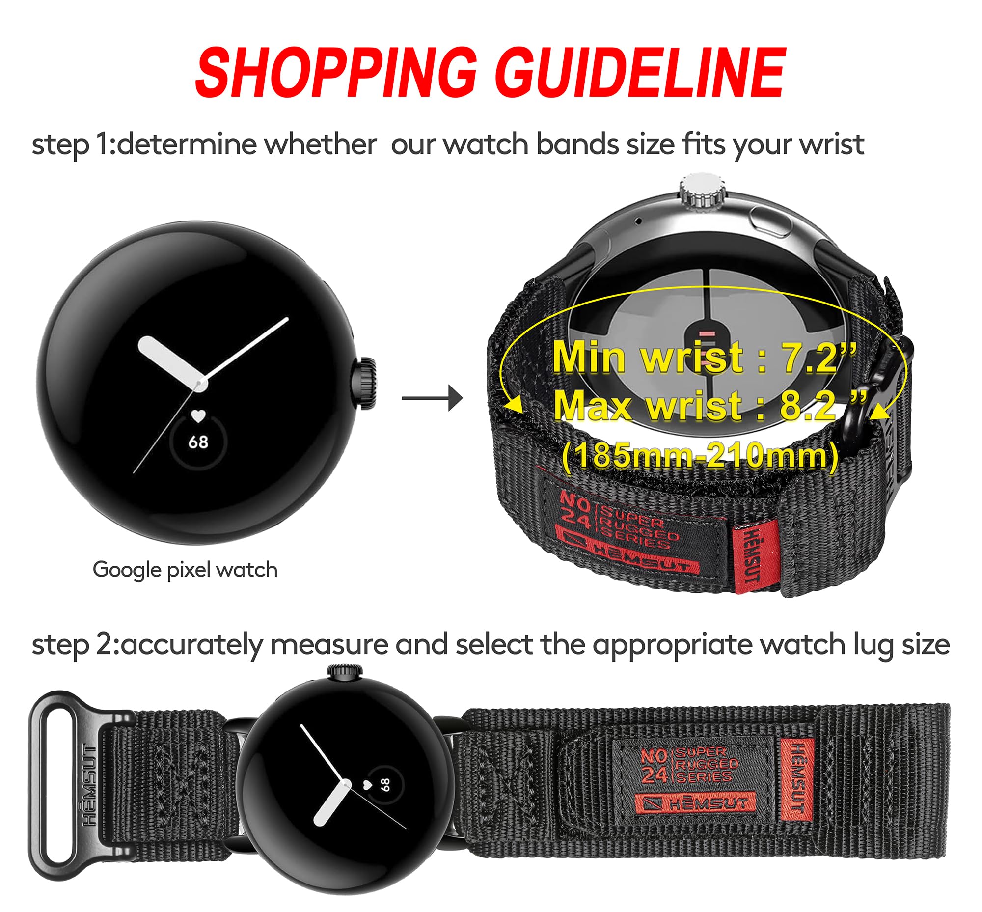 Google Pixel Watch 3/2/1 Nylon Band - Elastic Strap for Men & Women - Gym & Daily Use