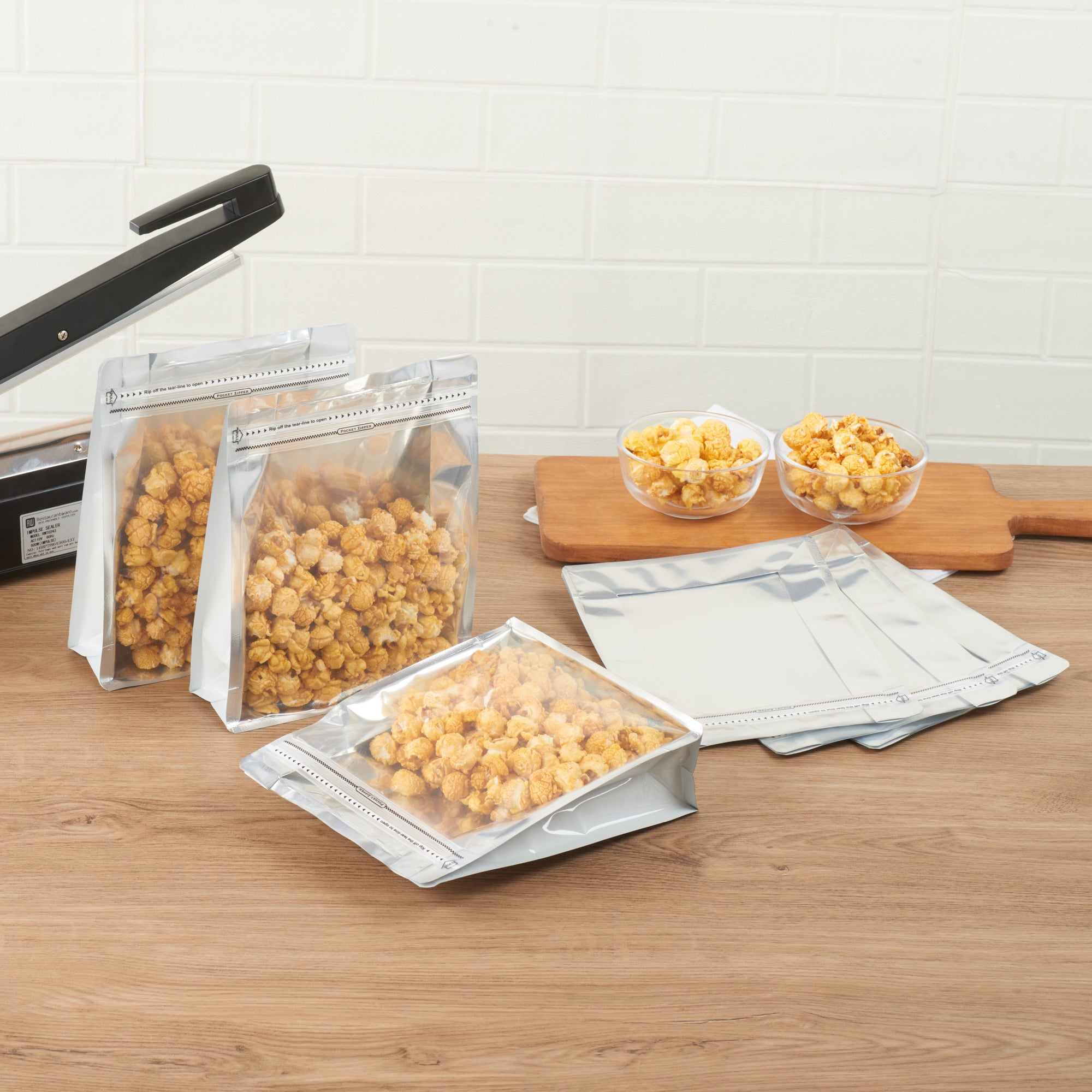 Premium White Plastic Large Snack Bags - Double Seal, Rip Lock & Heat Sealable (9.5