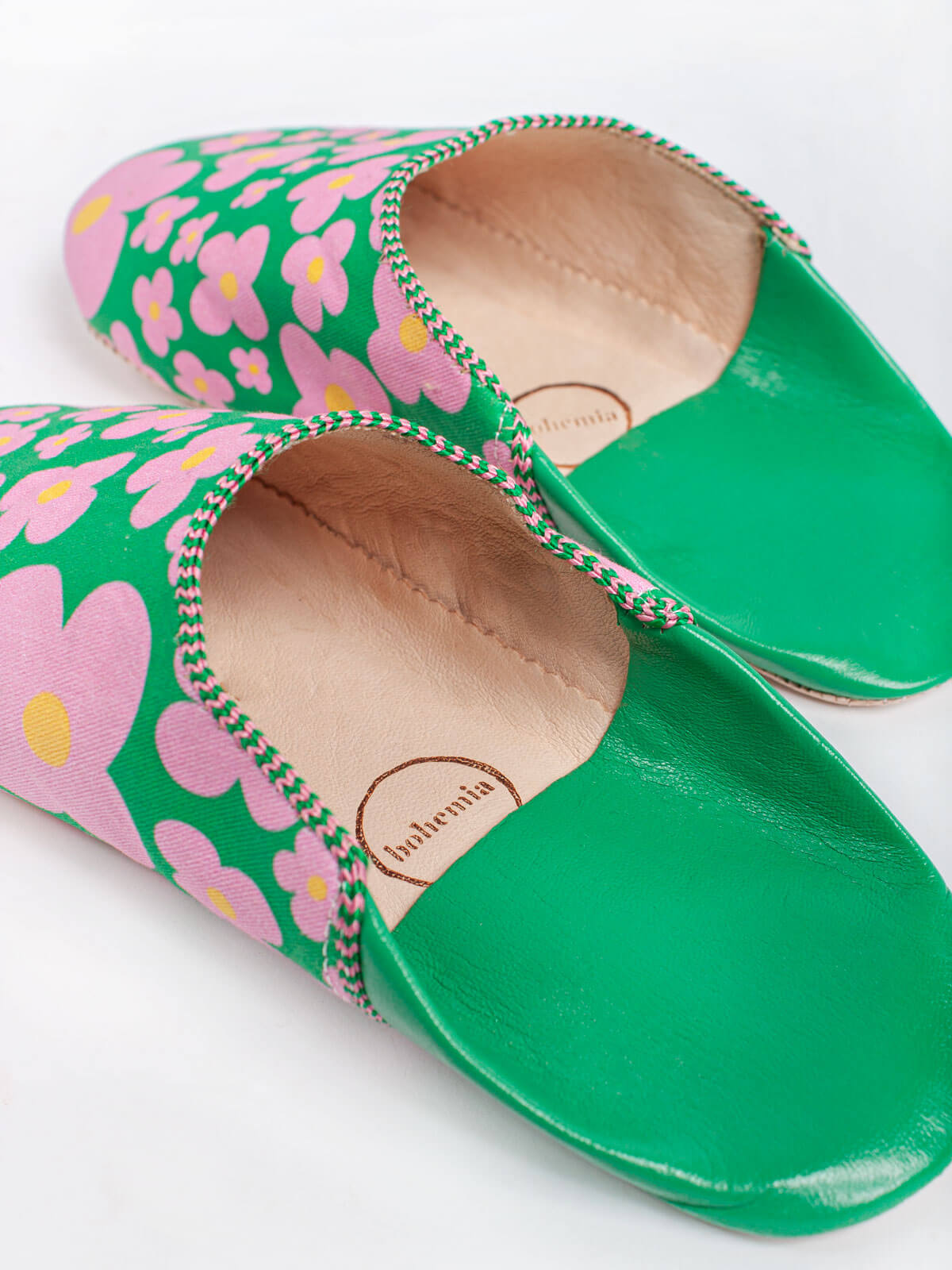Margot Floral Babouche Slippers for Women - Soft Green House Shoes with Comfortable Memory Foam, Perfect for Indoor Relaxation, Spa Days & Cozy Home Wear