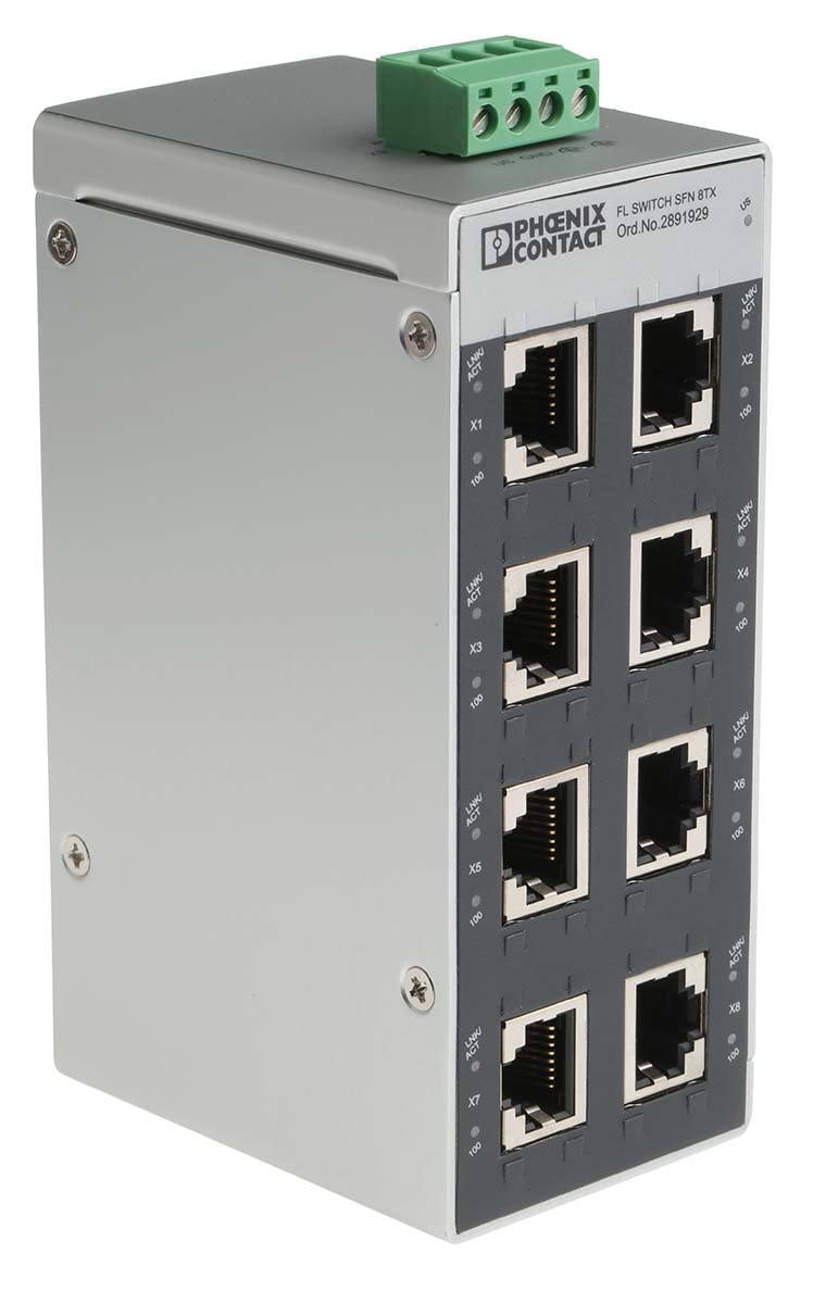 Phoenix Contact 2891929 FL Switch SFN 8TX - 8-Port Industrial Ethernet Switch for Reliable Network Connectivity | Perfect for Factory Automation & Harsh Environments