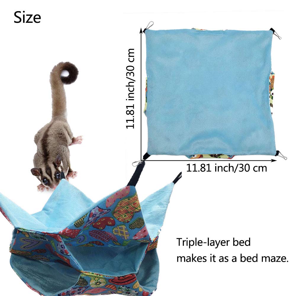 Oncpcare Small Pet Cage Hammock - Triple Bed for Sugar Gliders, Rats, Guinea Pigs | Cozy Ferret Tunnel & Cave Bedding | Perfect for Chinchillas, Parrots, Hamsters | Ideal for Cages, Playtime & Nap Areas