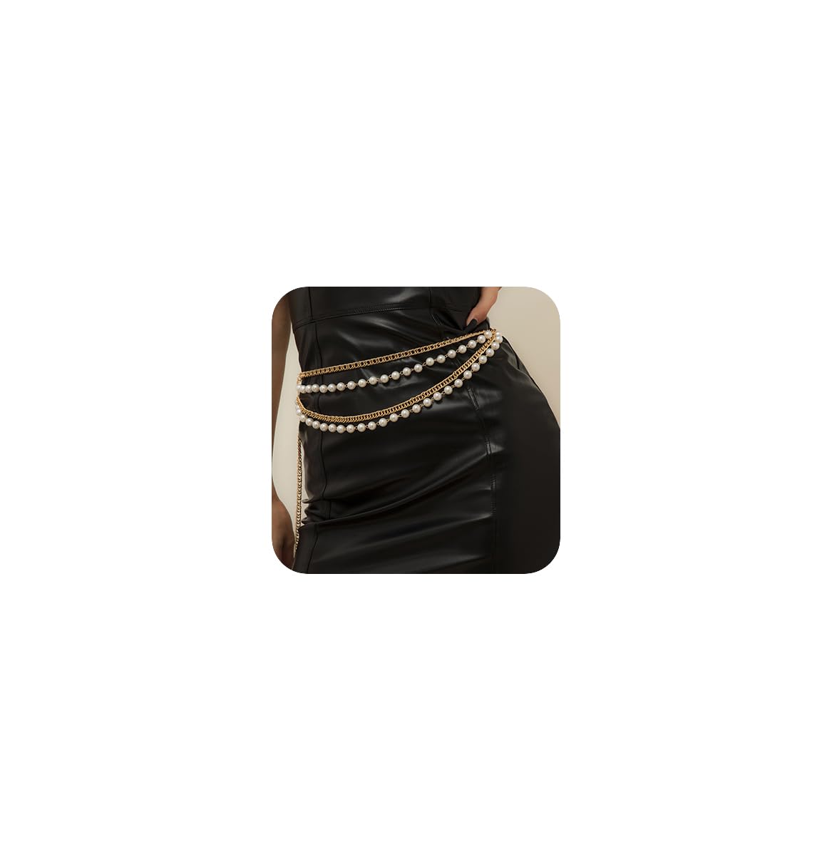 JWICOS Women's Bohemian Faux Pearl Layered Waist Chain with Long Tassels - Elegant Body Chain Belt for Dresses, Parties, Prom & Special Occasions - Perfect for Weddings, Beach Outfits and Festival Fashion